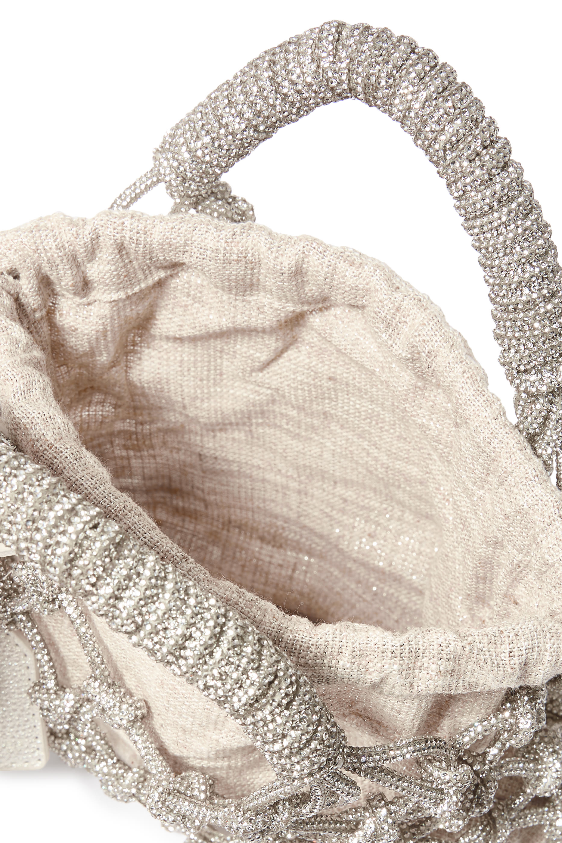 حقيبة ماكرميه صغيرة مرصعة بكريستال