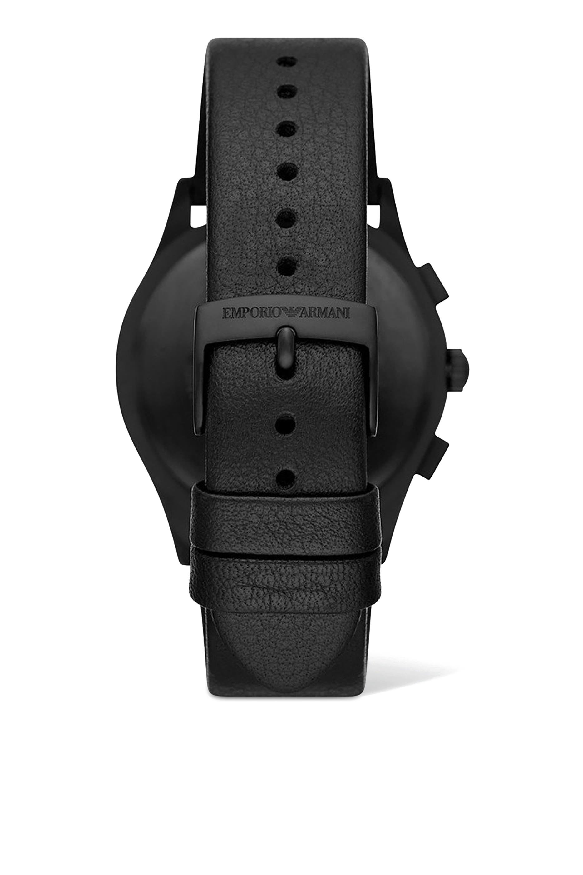 طقم ساعة كرونوغراف وسوار جلد