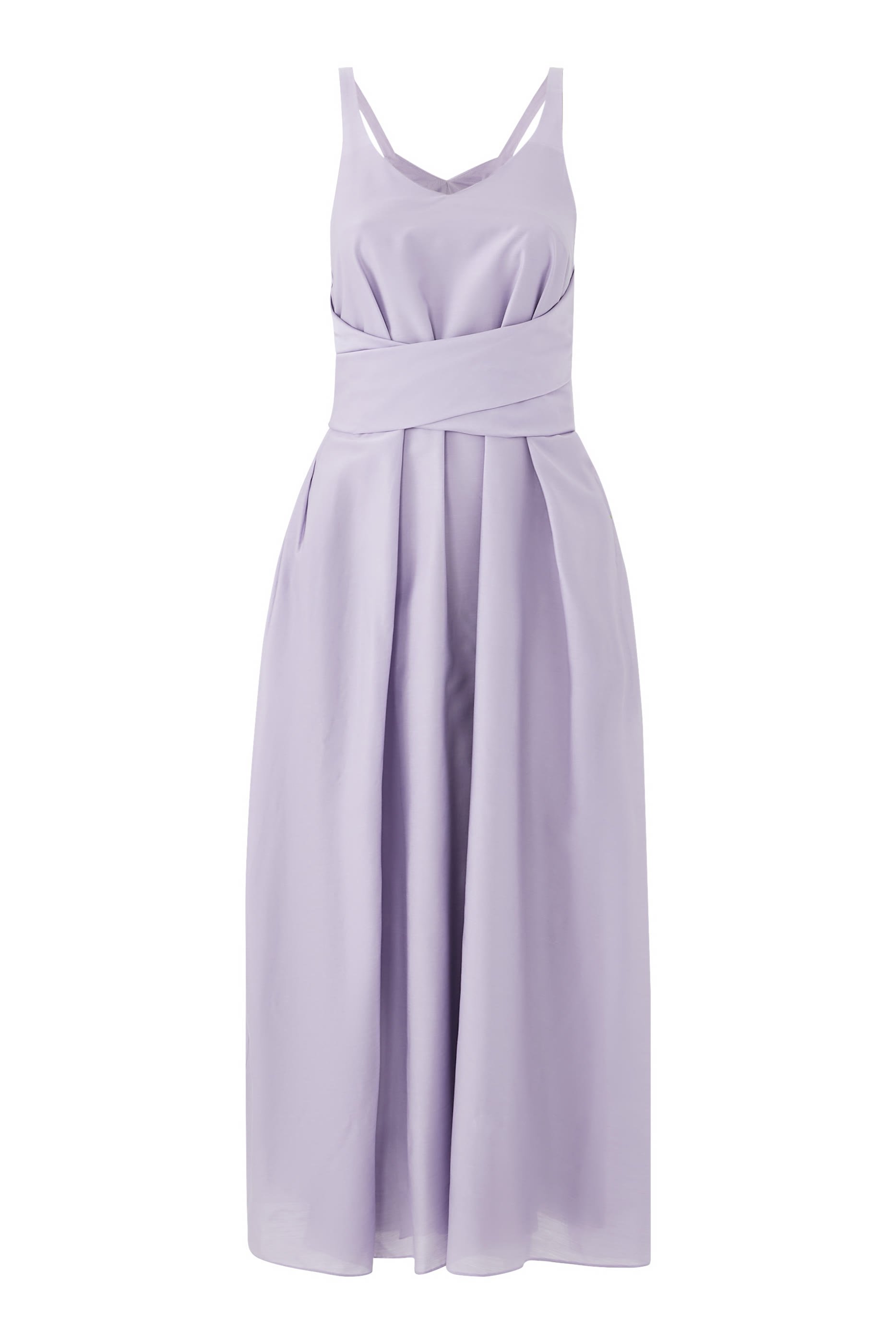 فستان متوسط الطول بخصر بتصميم ملفوف