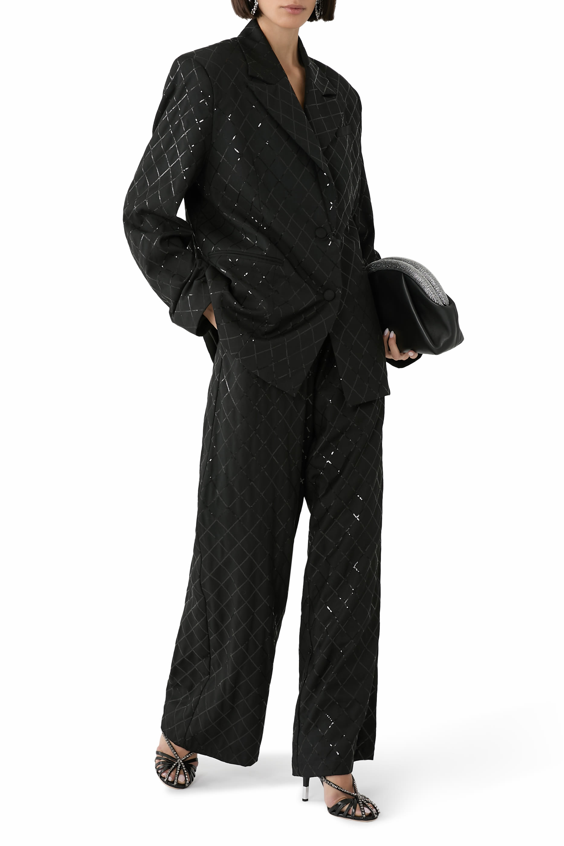 بنطال بقصة واسعة مزين بترتر