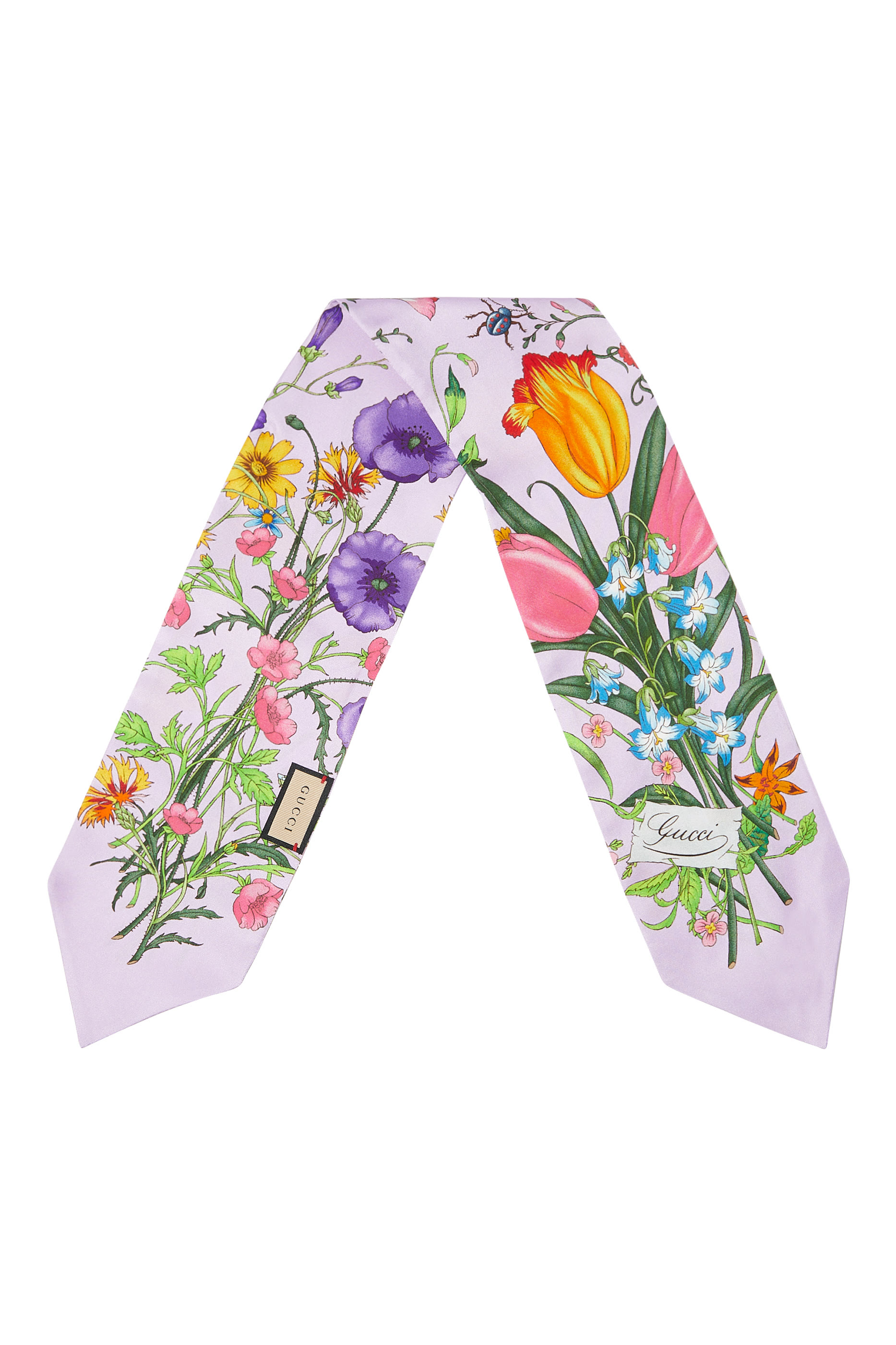 وشاح رقبة حرير بطبعات زهور