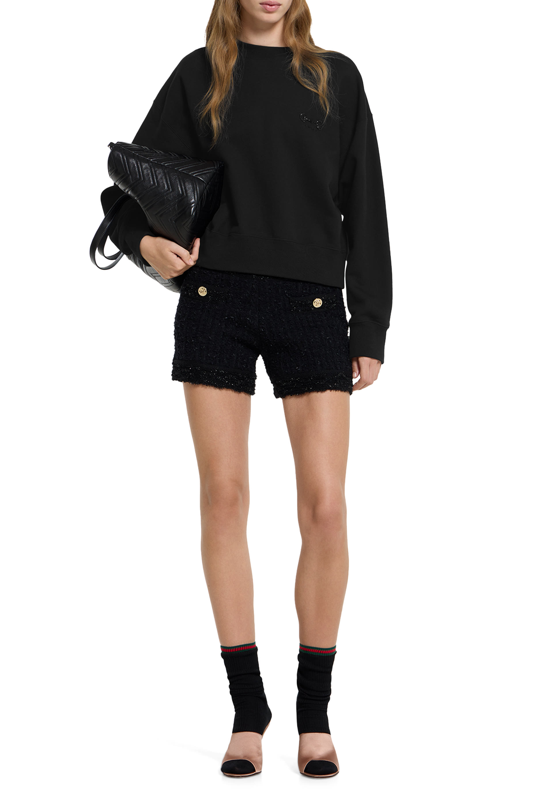 سويت شيرت مطرز بشعار الماركة قطن جيرسيه