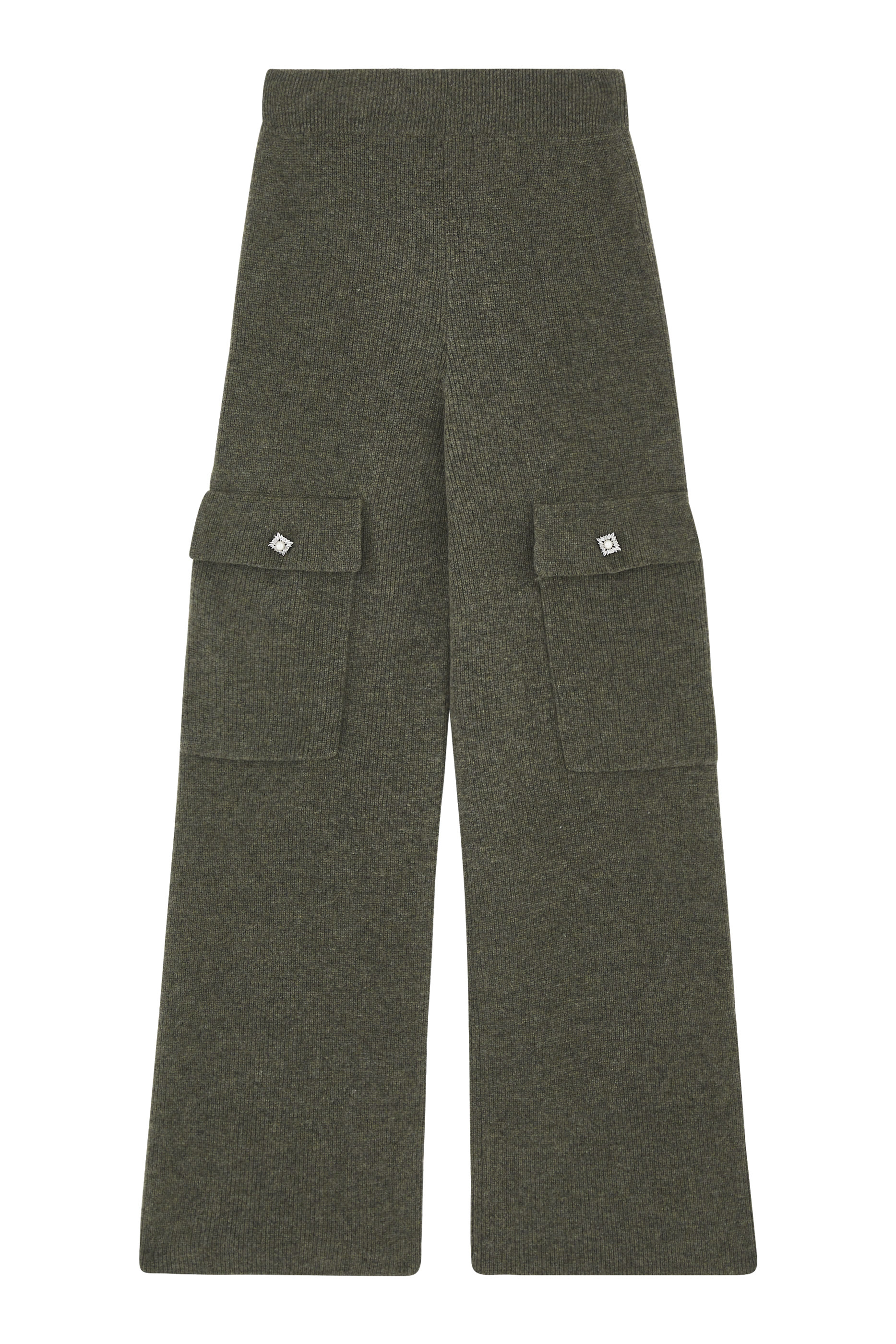 بنطار كارجو مطرز بخصر مرتفع