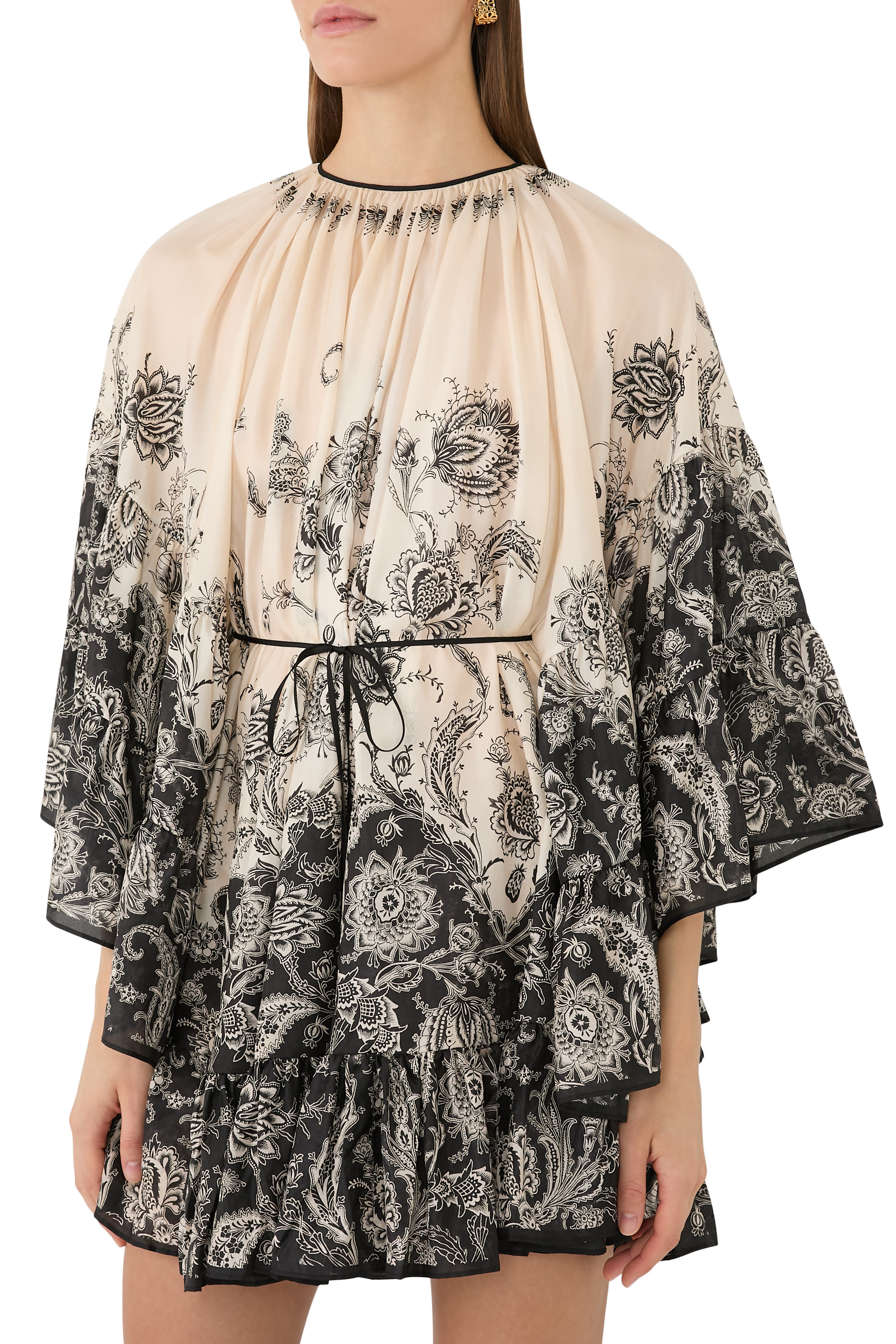 فستان ريانون قصير بطيات