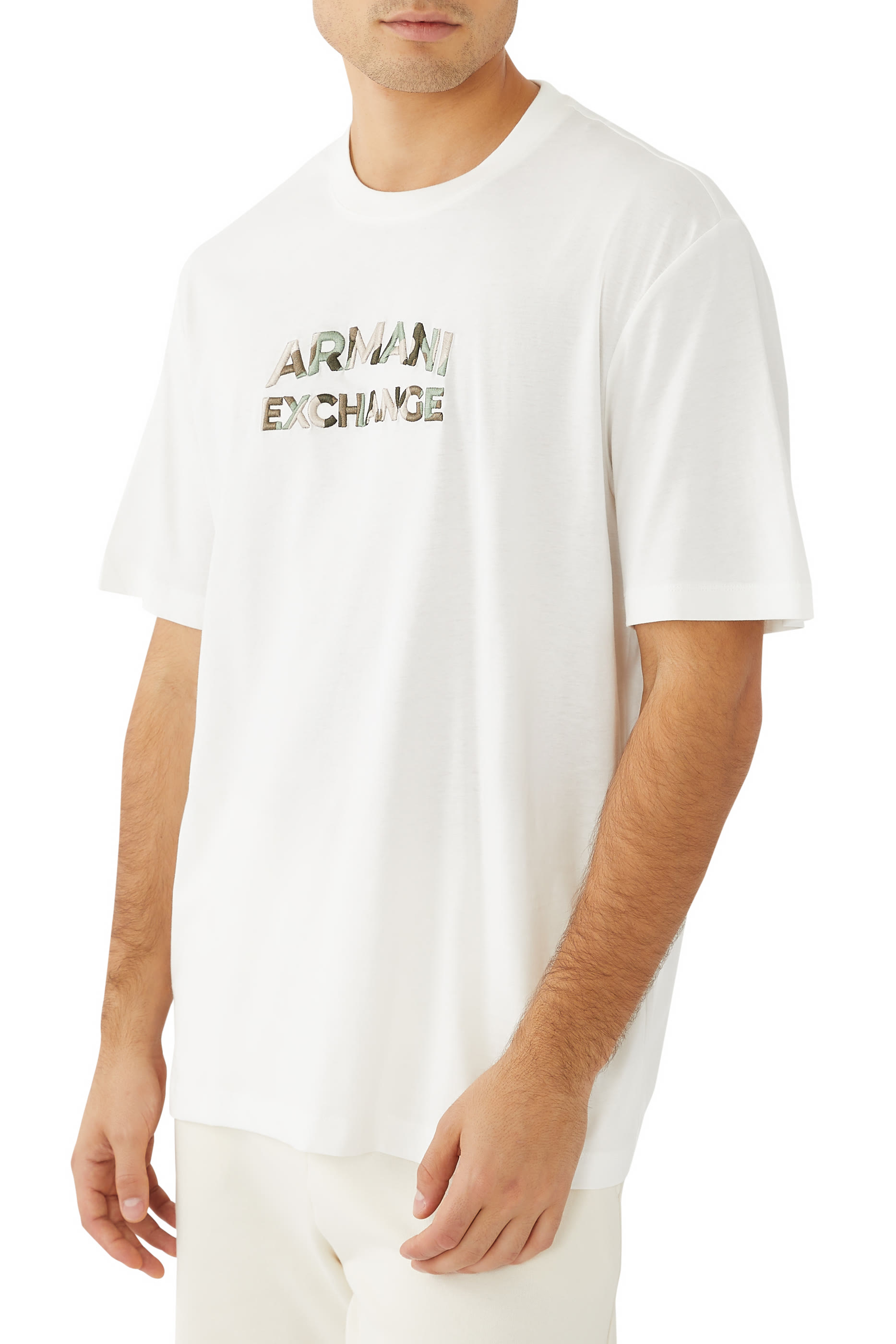 تيشيرت ايه اس في بشعار الماركة بتصميم مموه قطن