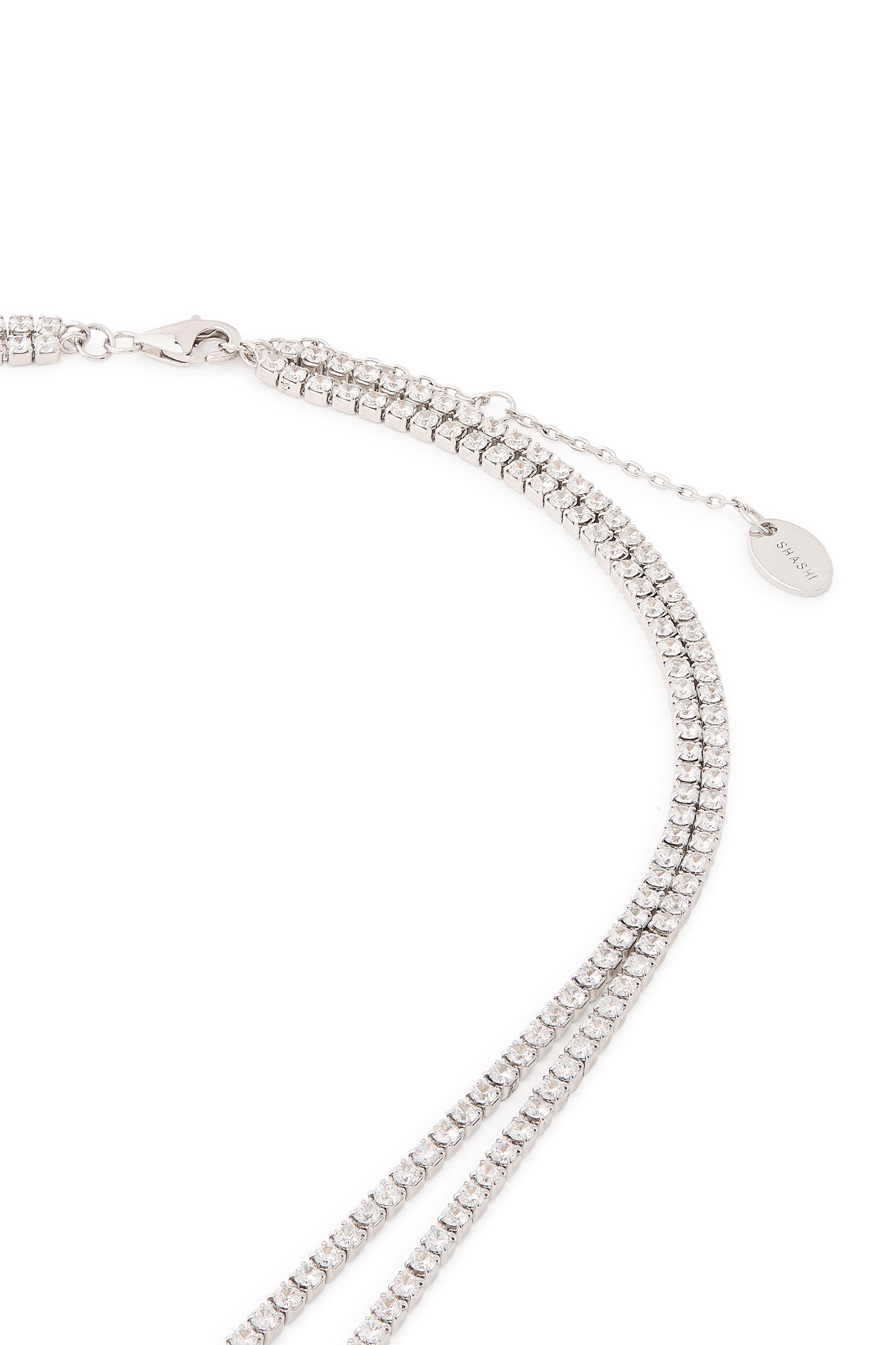 قلادة تنس بطبقات مرصعة بأحجار زركونيا مكعبة، فضة إسترلينية وAAAA+