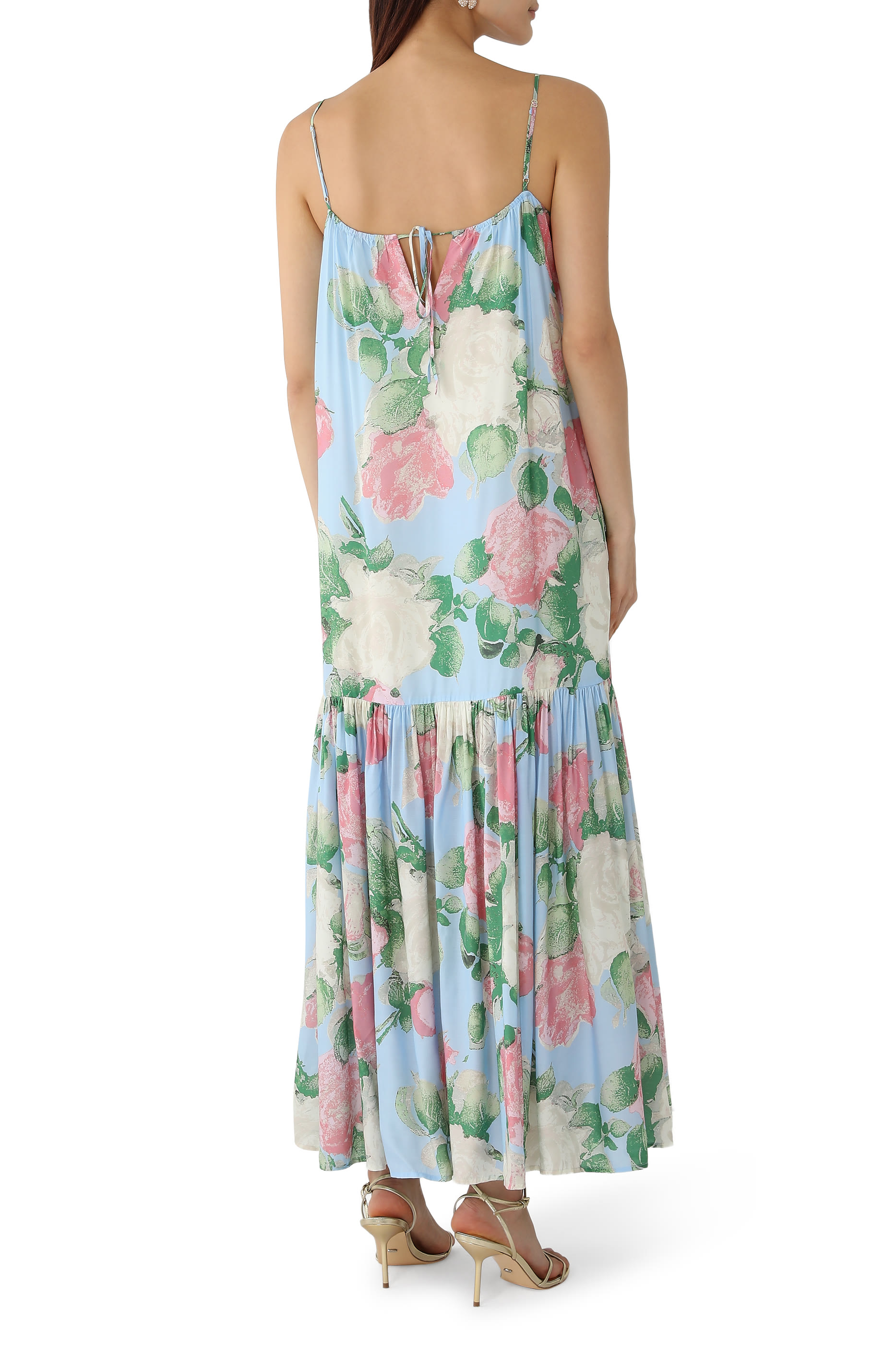 فستان متوسط الطول مزين بكشكش