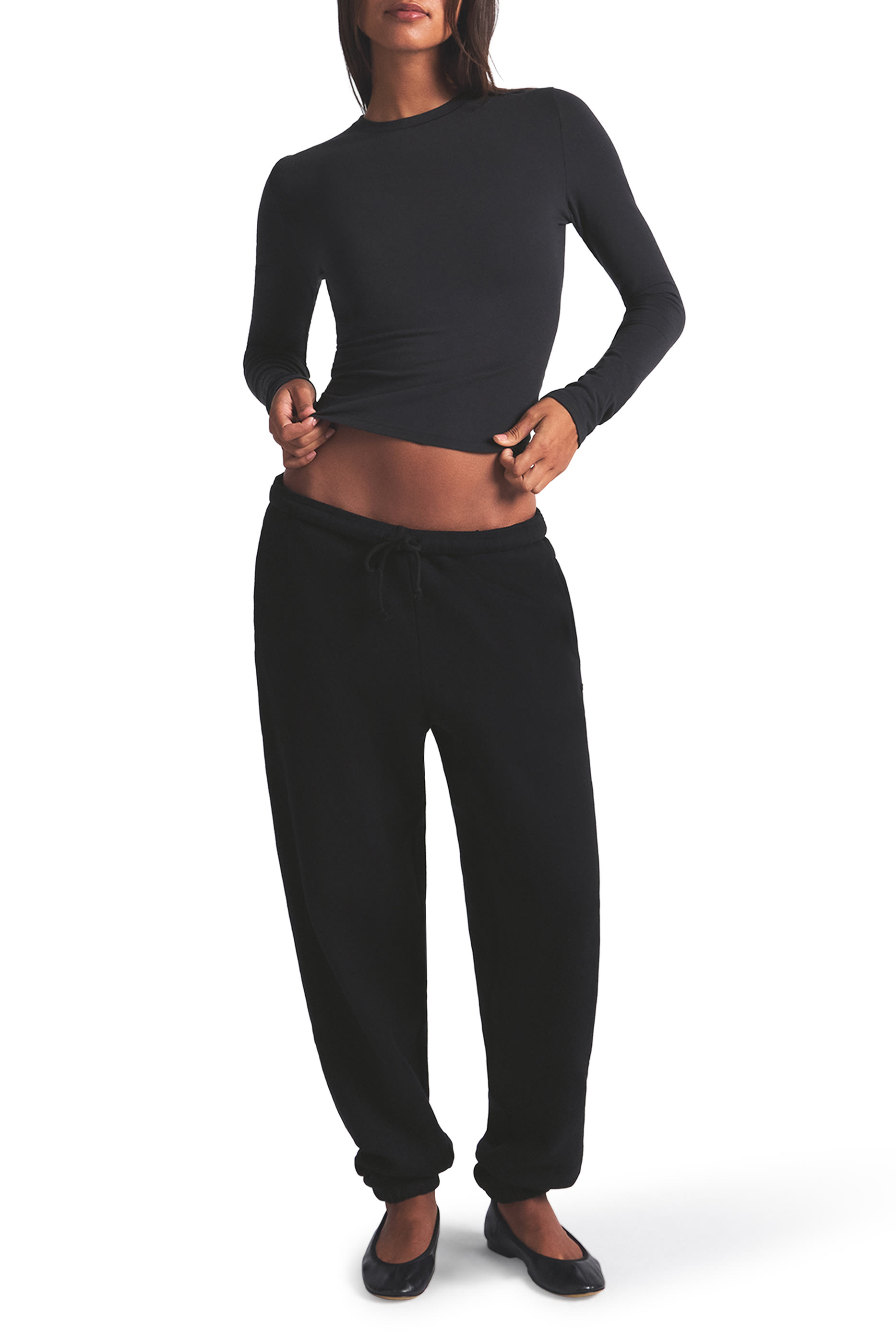 تيشيرت بأكمام طويلة جيرسيه قطن 