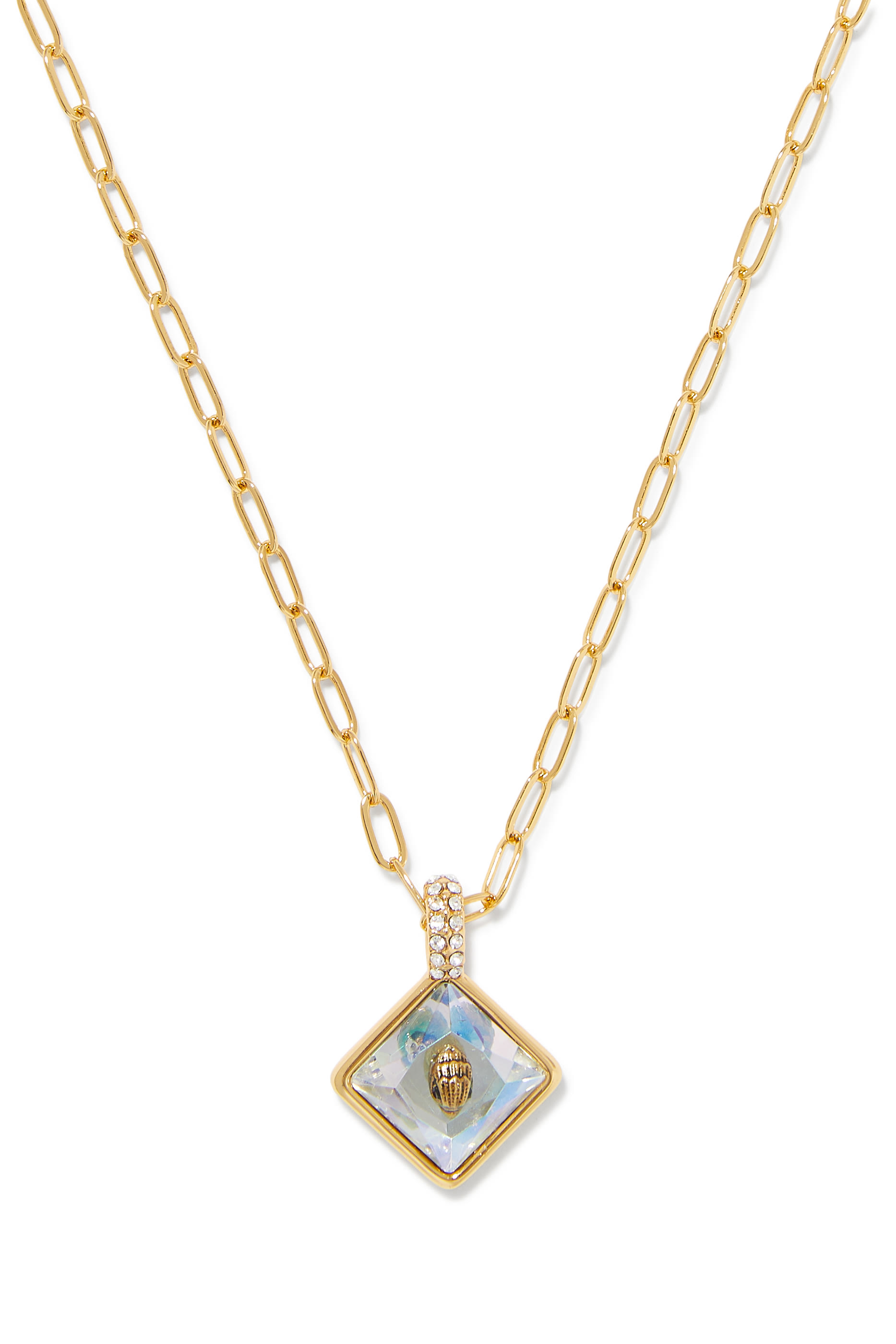 قلادة بحلية بتصميم مربعة بشعار الماركة