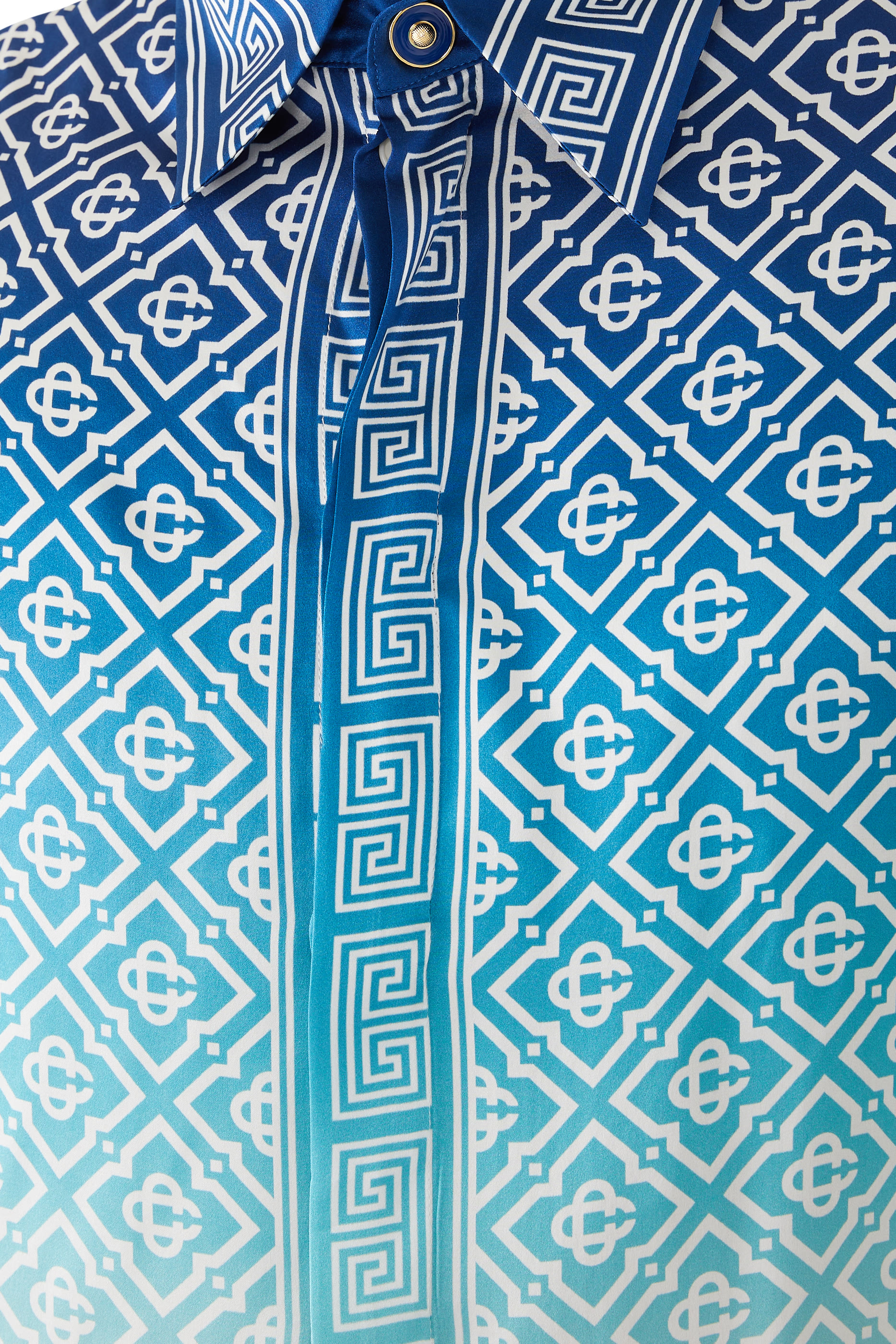 قميص حرير بلون متدرج ونقشة جاكار