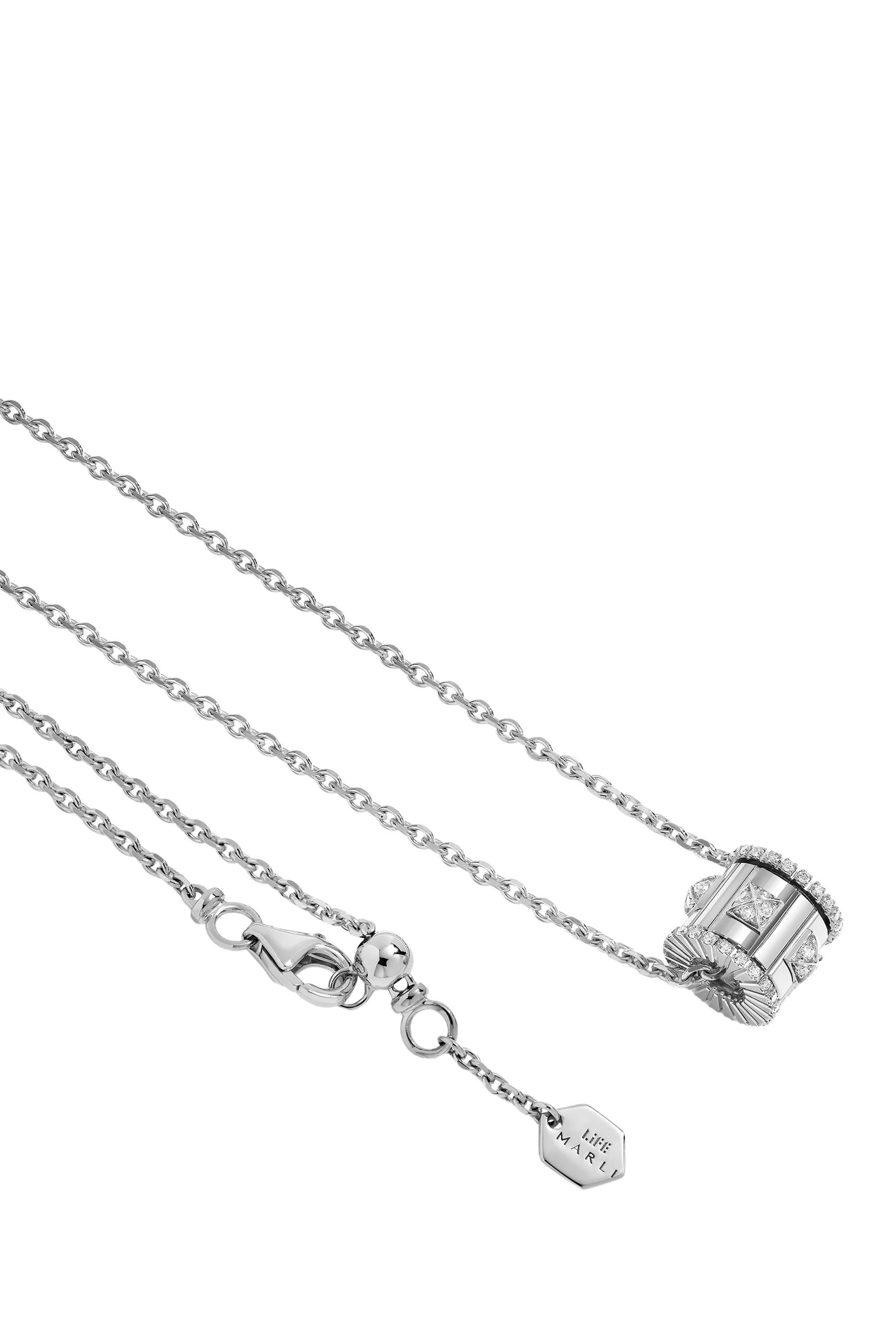 قلادة لايف بدلاية مرصعة بالماس ذهب أبيض عيار 18