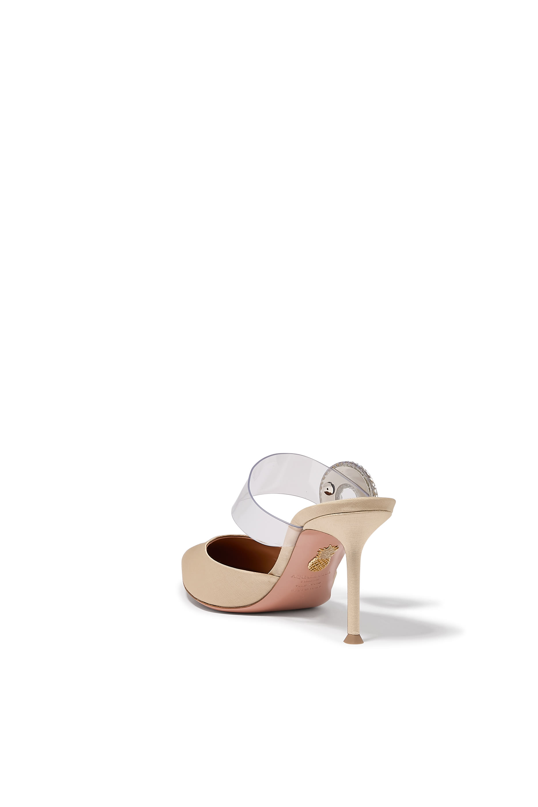 حذاء 75 مفتوح من الخلف مزين بكريستال دائري