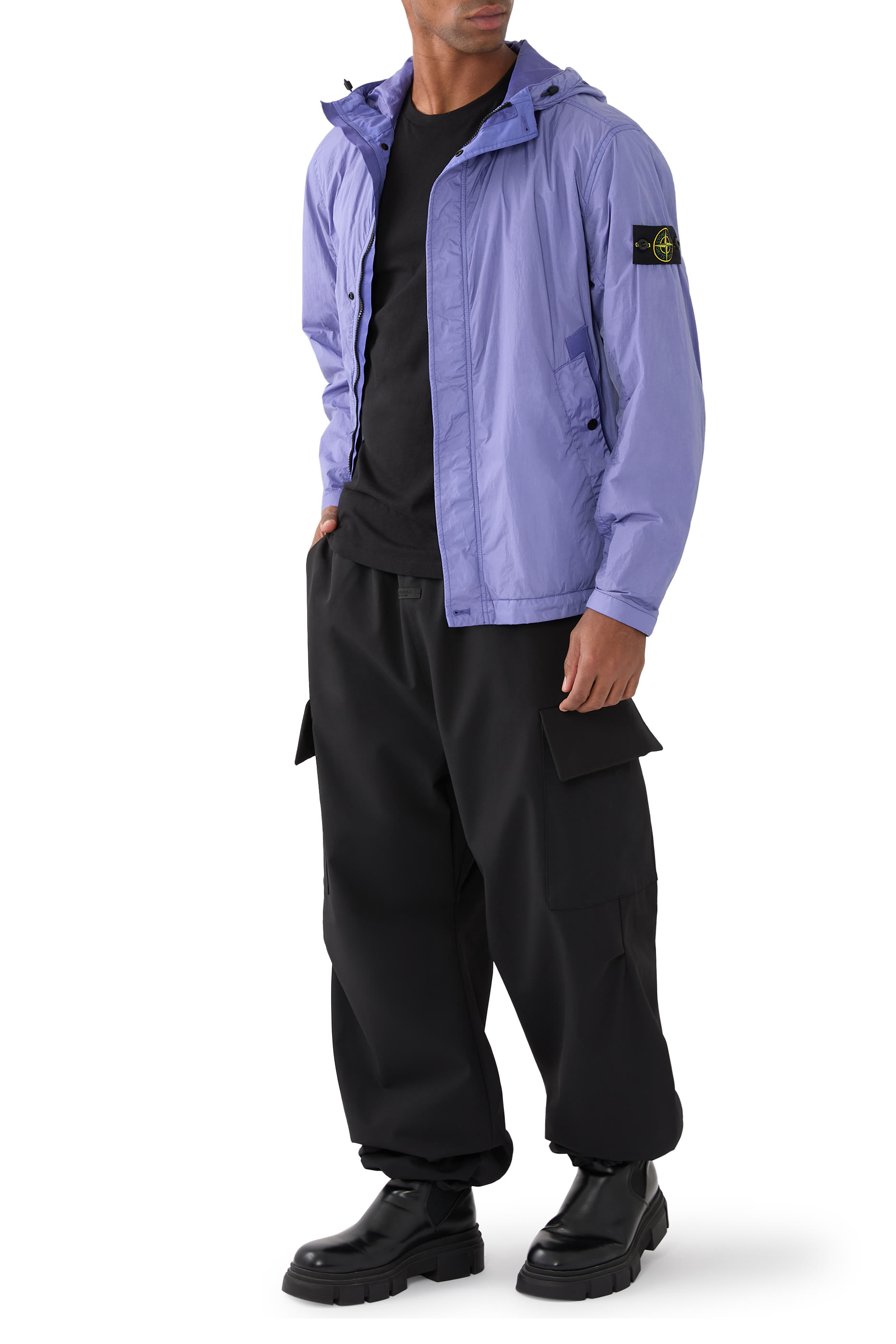 جاكيت بغطاء للرأس قماش مقاوم للماء والرياح