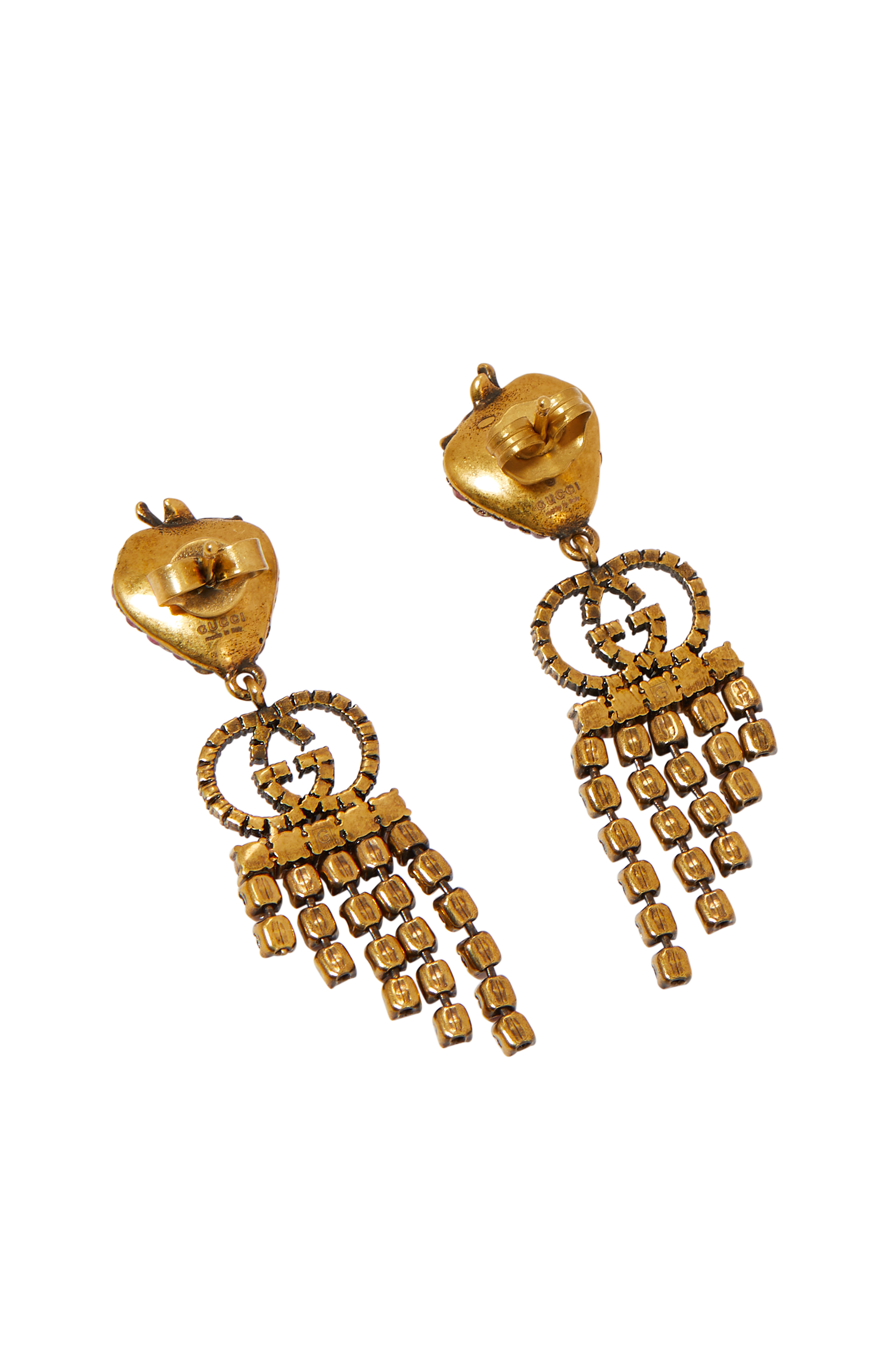 أقراط بتصميم فراولة مرصعة بالكريستال