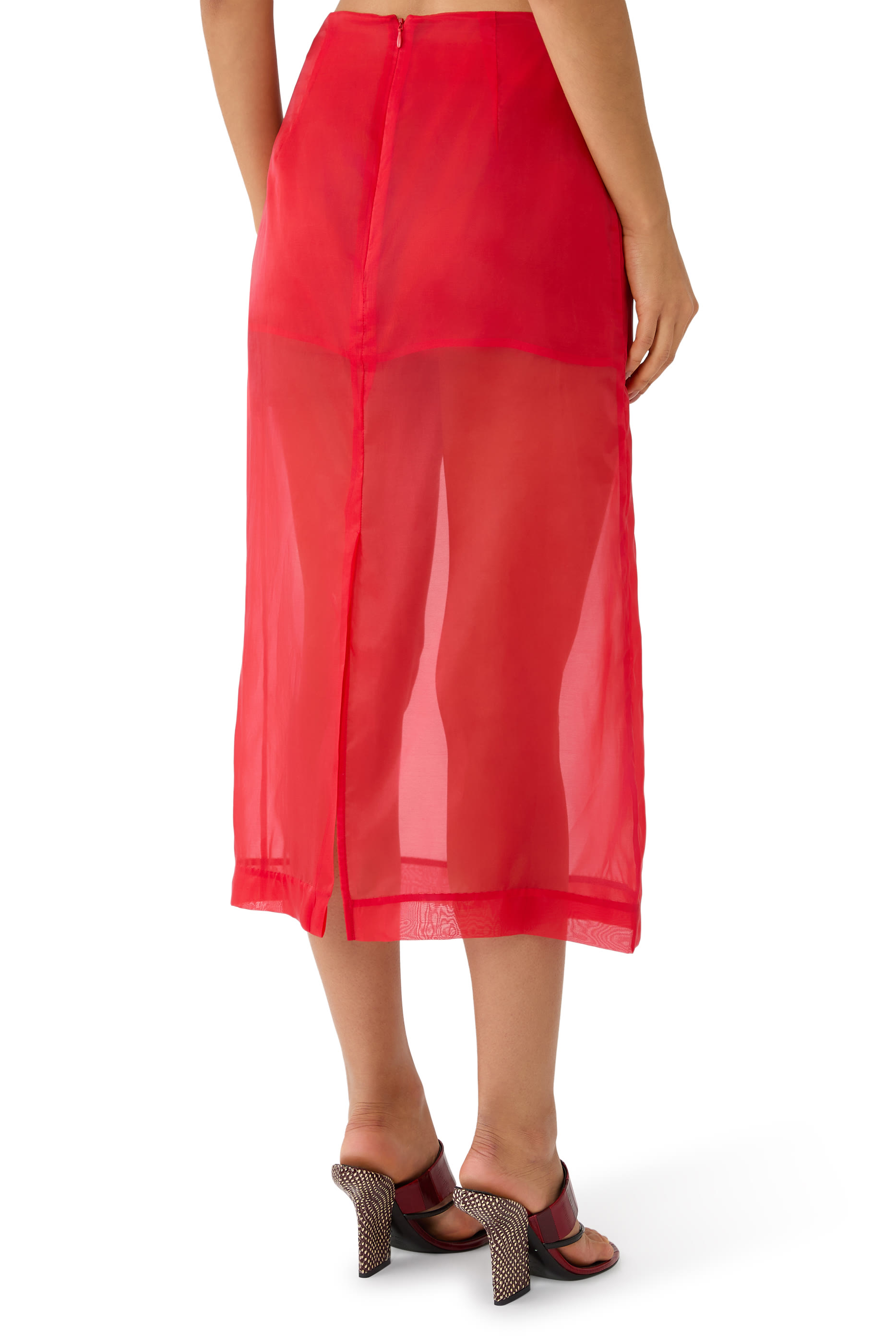 تنورة بيري شفافة متوسطة الطول