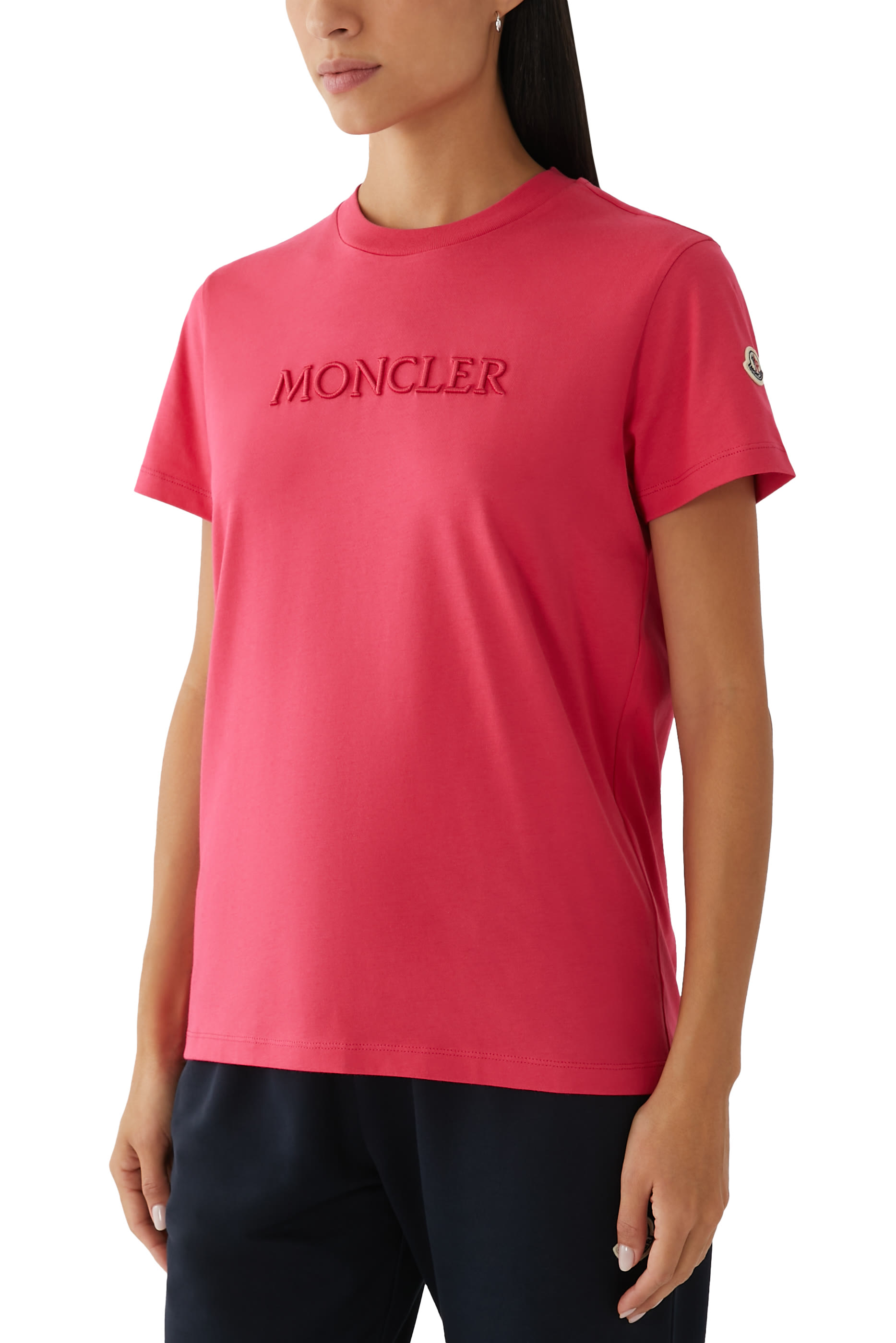 تيشيرت بتطريز بشعار الماركة بتصميم دائري قطن