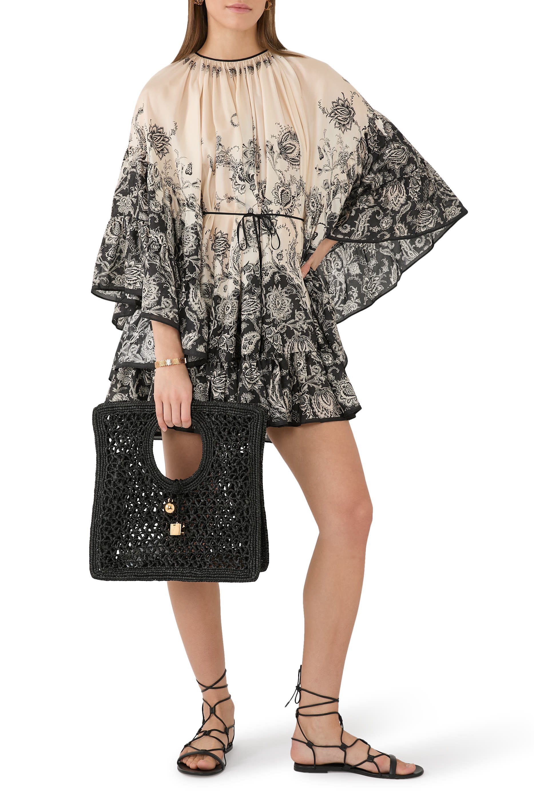 فستان ريانون قصير بطيات