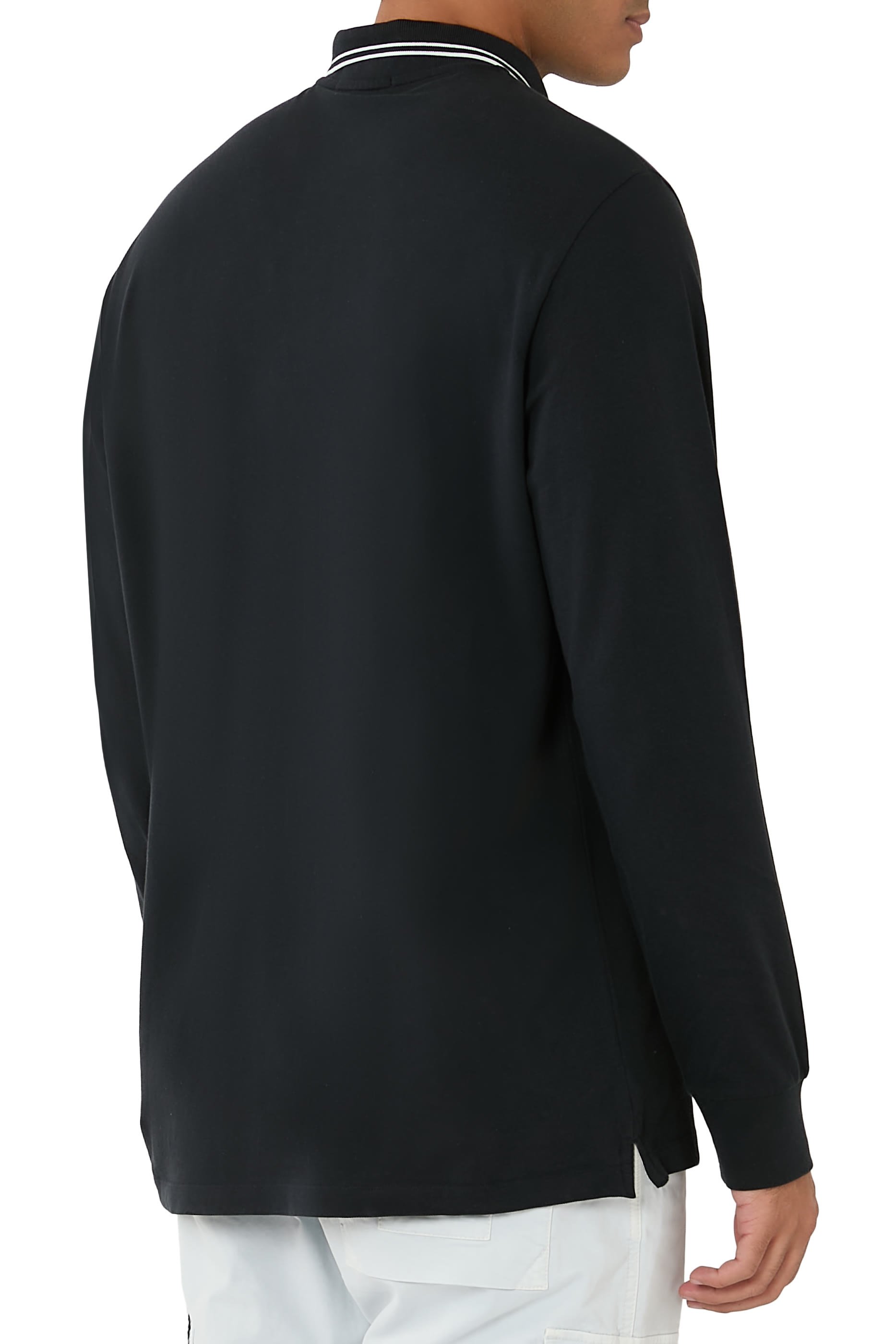 قميص بولو بأكمام طويلة ورقعة شعار الماركة