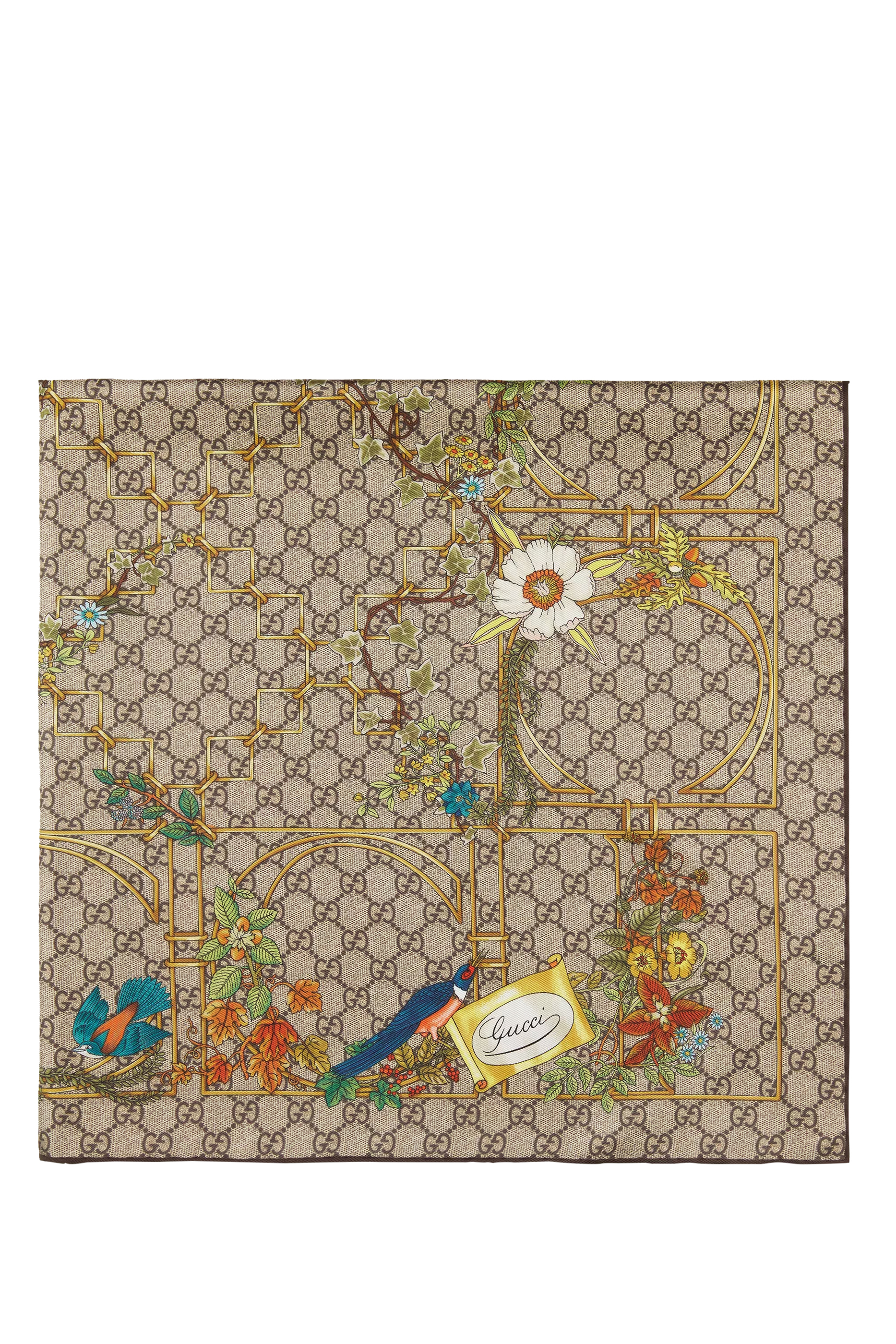 وشاح حرير بطبعات حيوانات وزهور