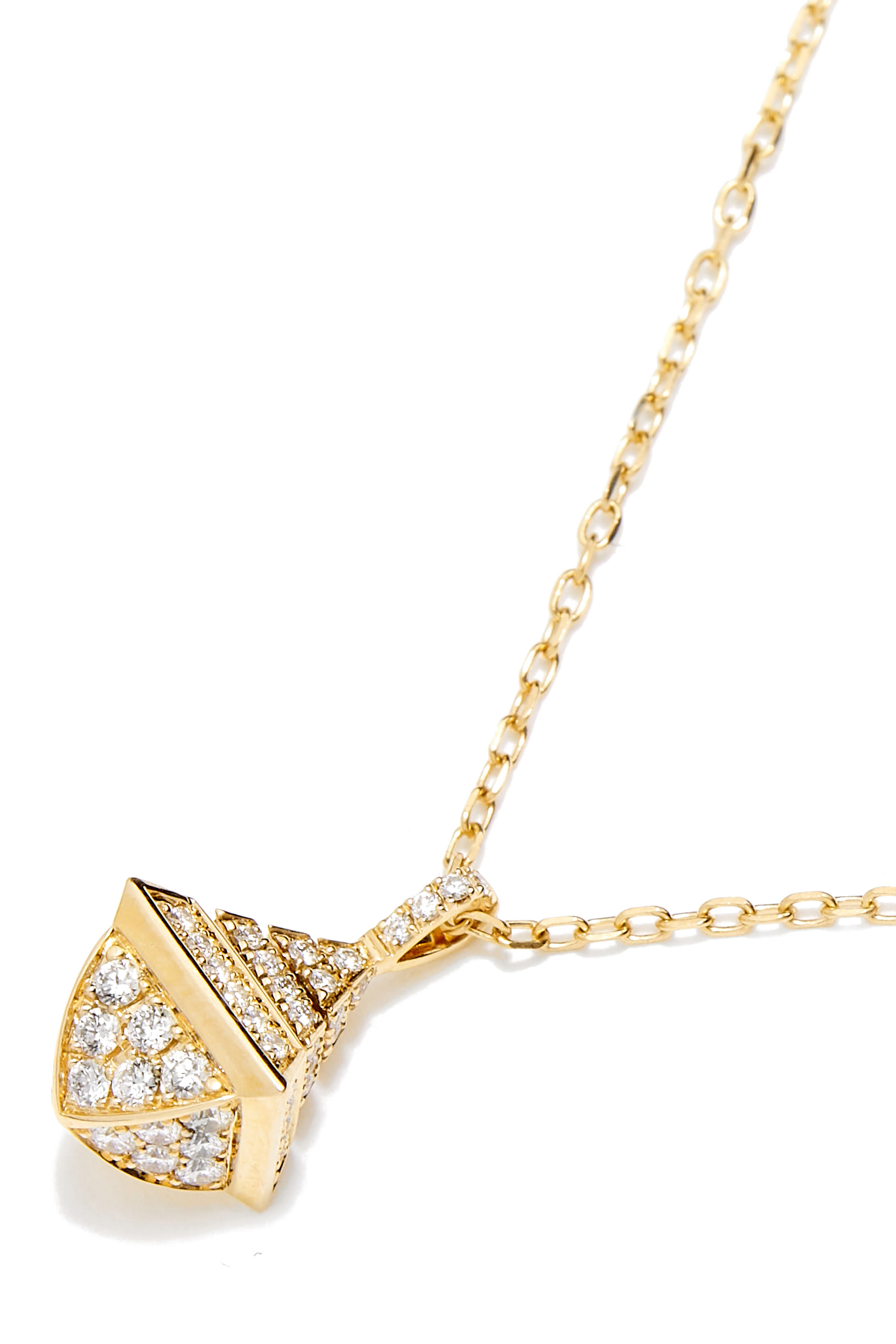 قلادة كليو ريف بدلاية ميني مرصعة بماس ذهب أصفر عيار 18