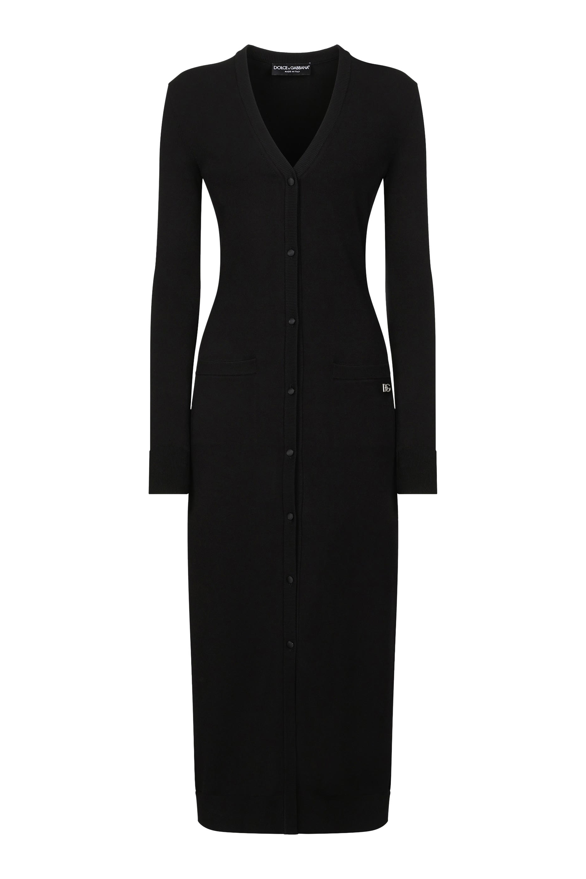 كارديجان طويل بشعار الماركة نسيج فيسكوز مطاطي