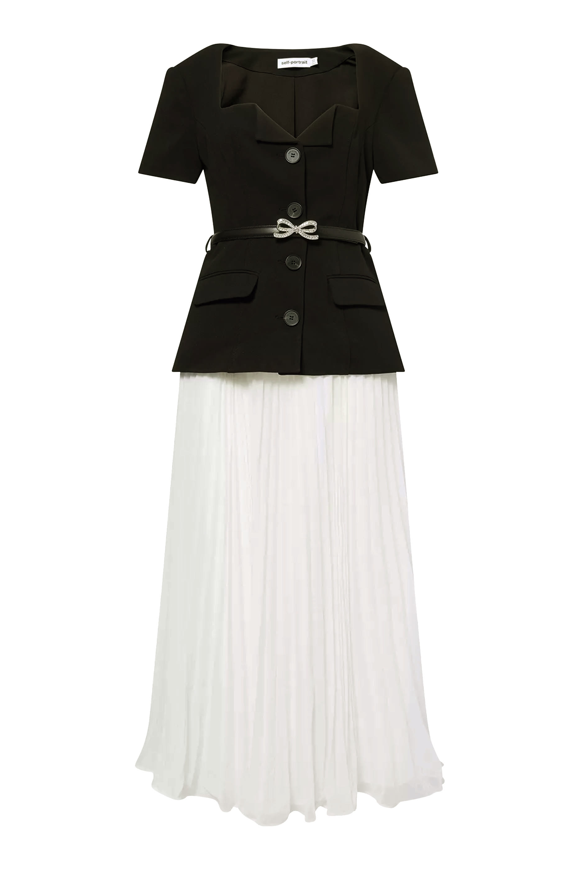 فستان متوسط الطول بقصة ضيقة بتنورة شيفون بلون مغاير