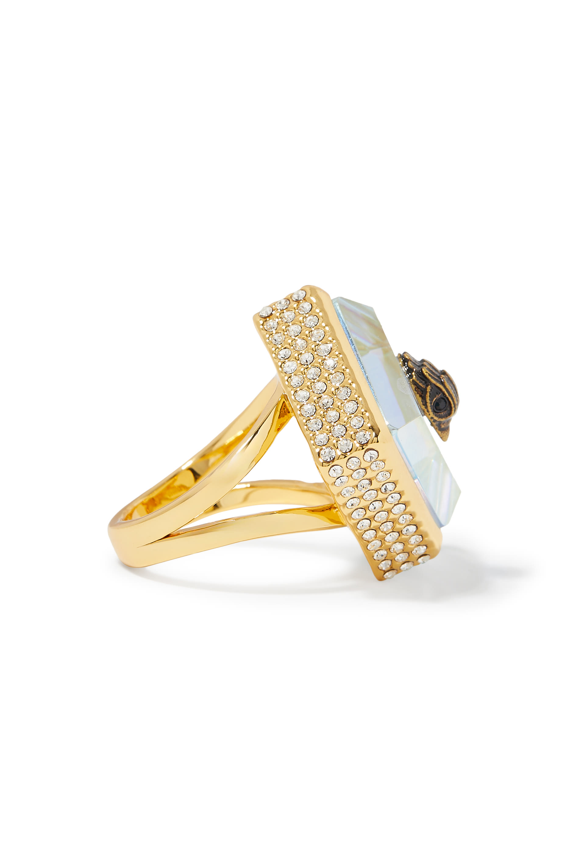 خاتم كوكتيل بتصميم مربع بشعار الماركة