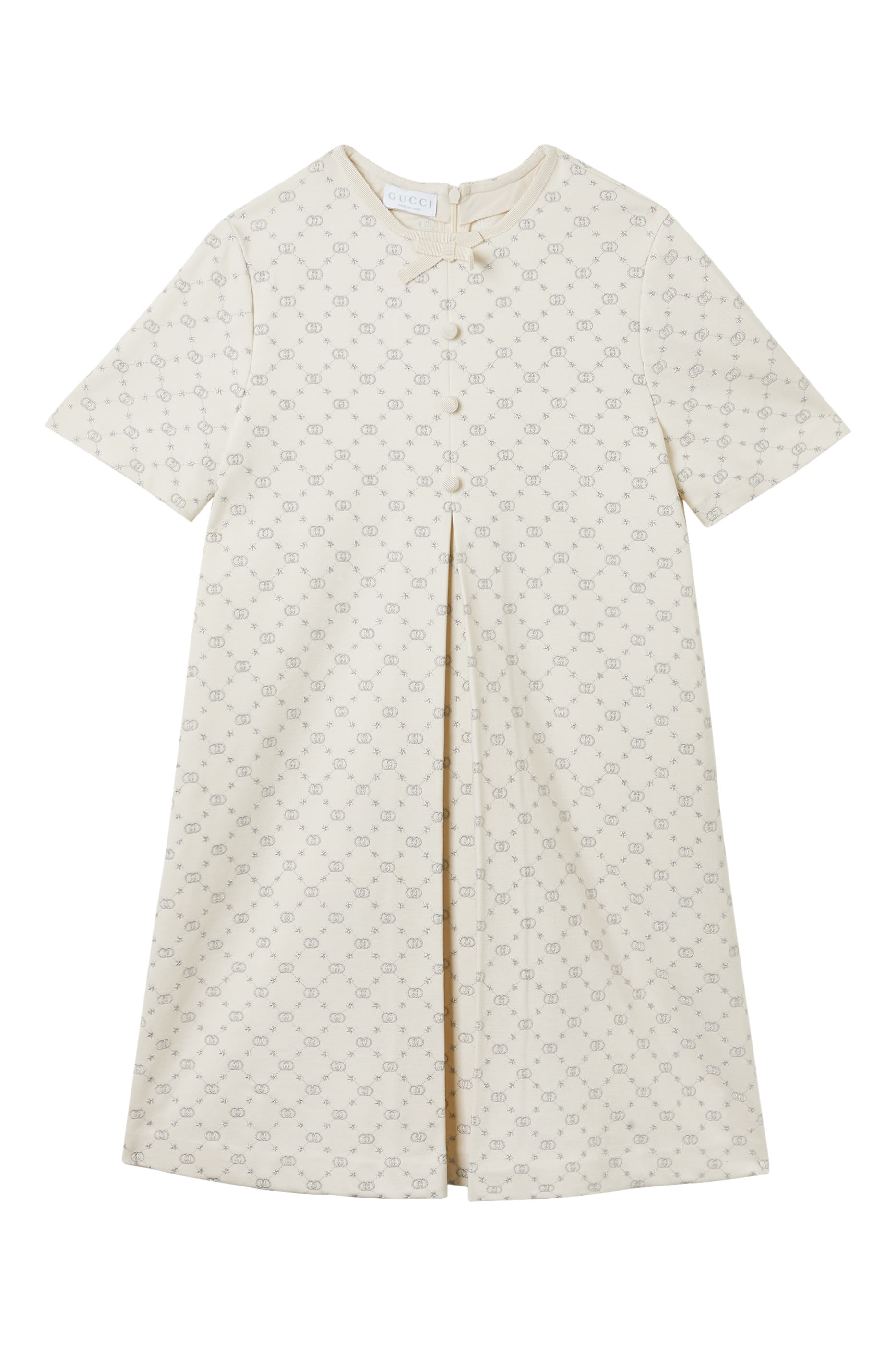 فستان بنقشة حرفي شعار الماركة قطن للأطفال