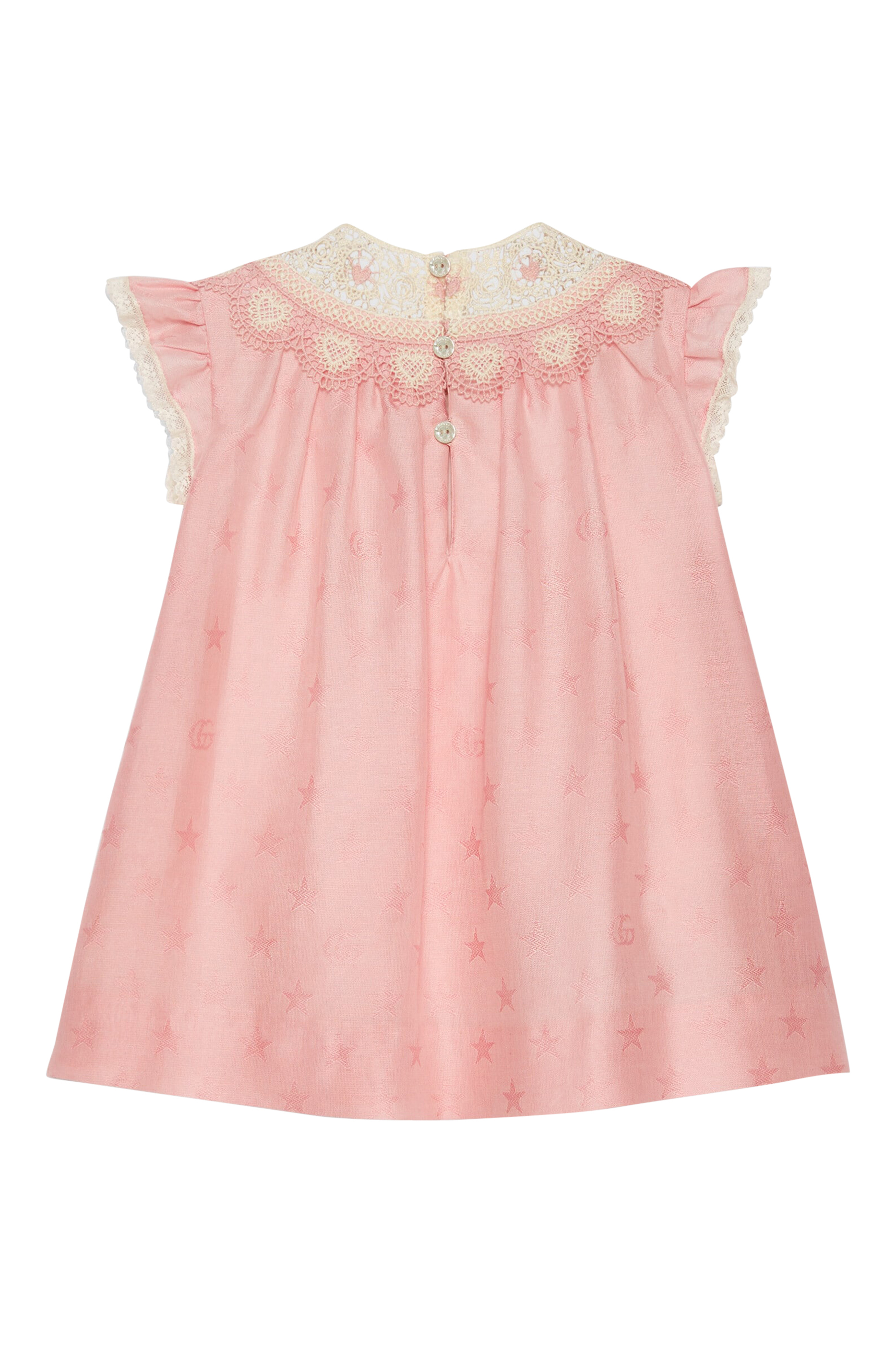 فستان قطن بنقشة نجوم وحرفي شعار الماركة