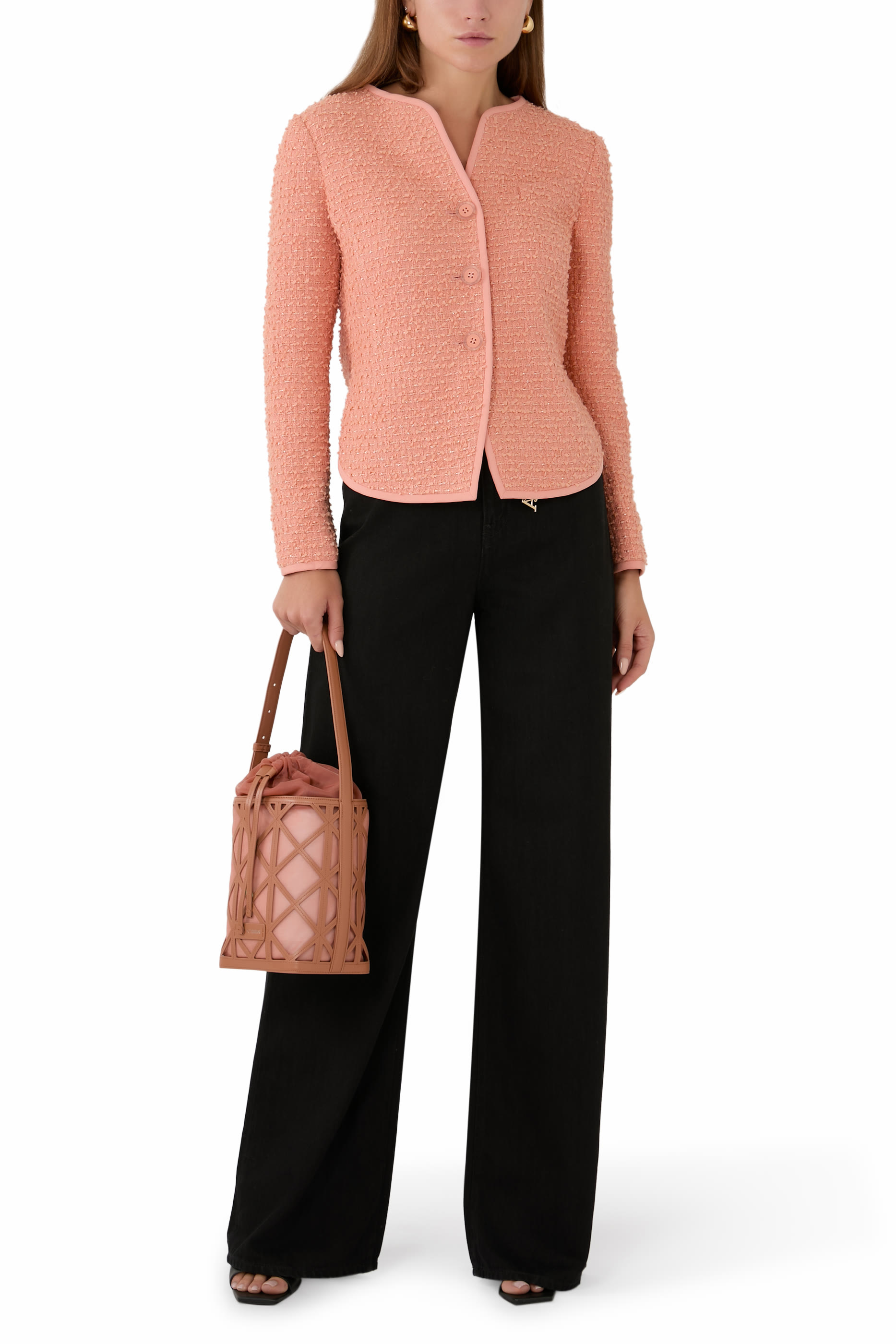 Collarless Tweed Jacket