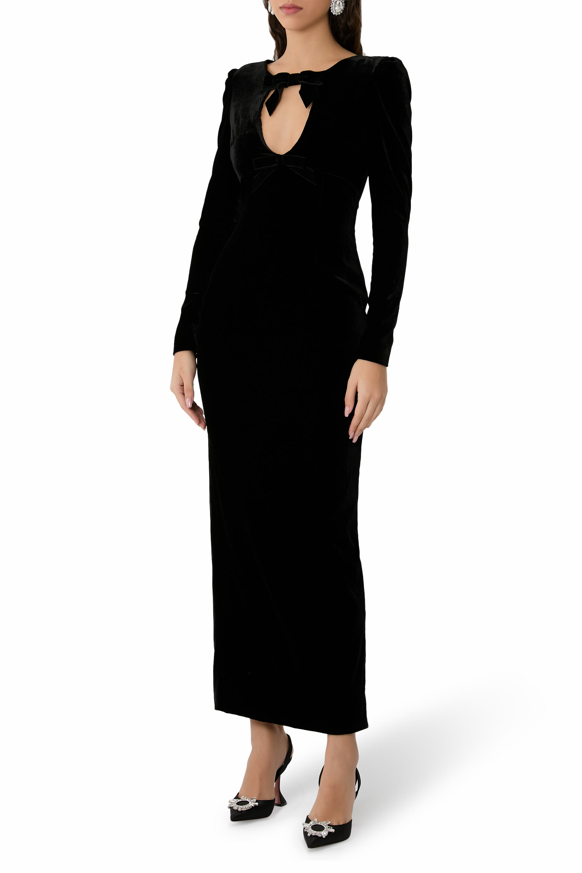 فستان مزين بفيونكة مخمل