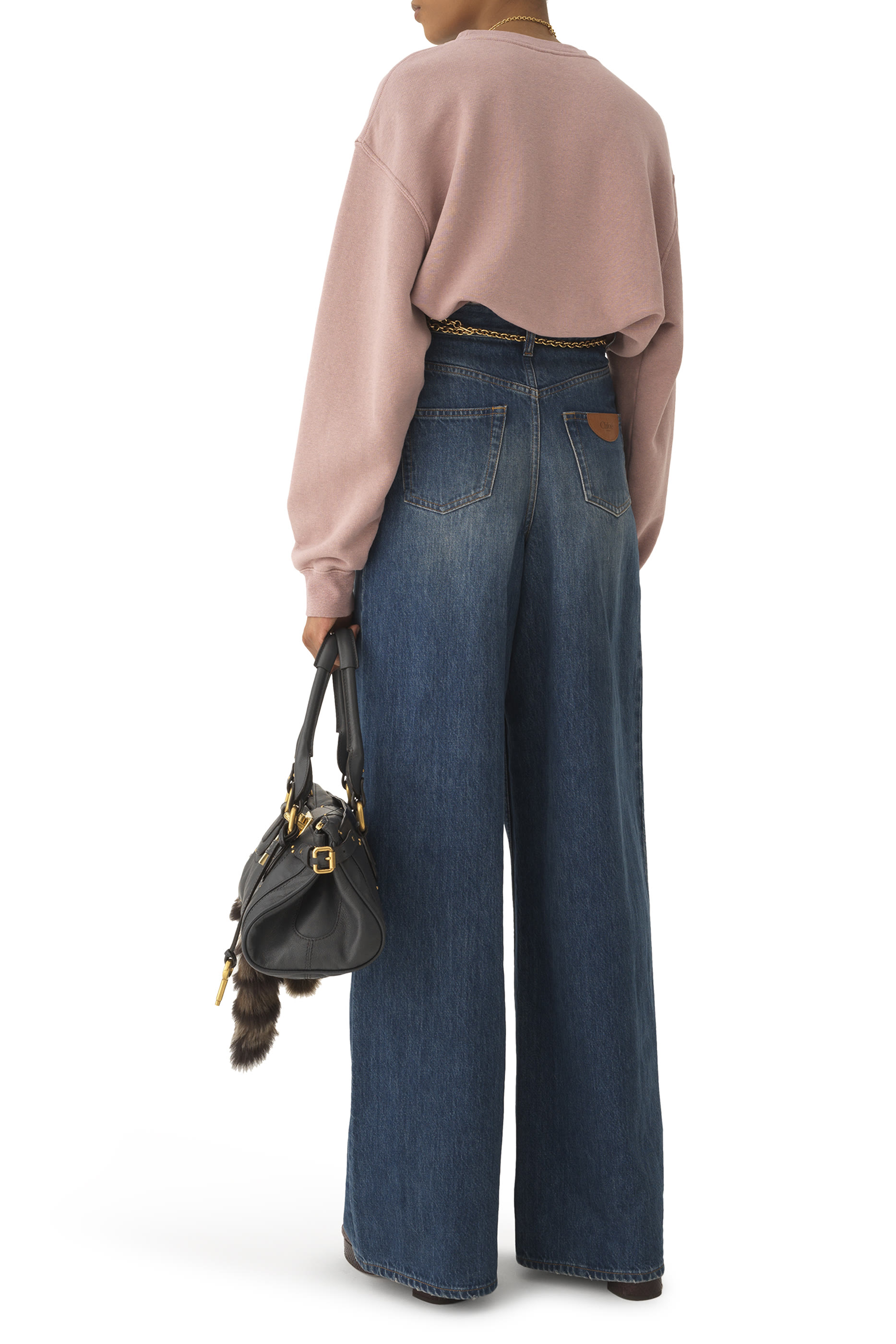 سترة بقصة فضفاضة وشعار الماركة صوف صيني