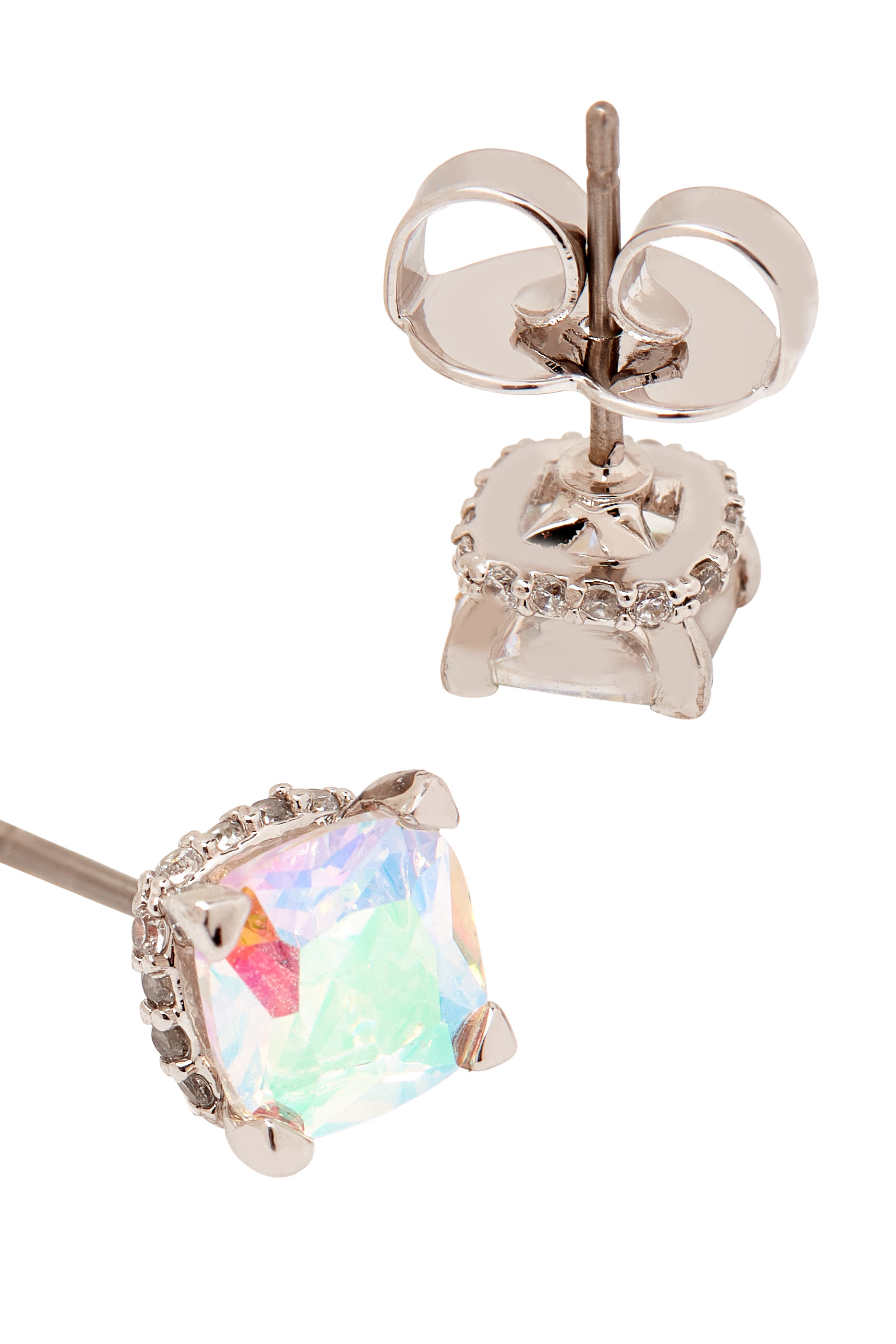 Little Luxurie Square Studs, Plated Metal & Cubic Zirconia