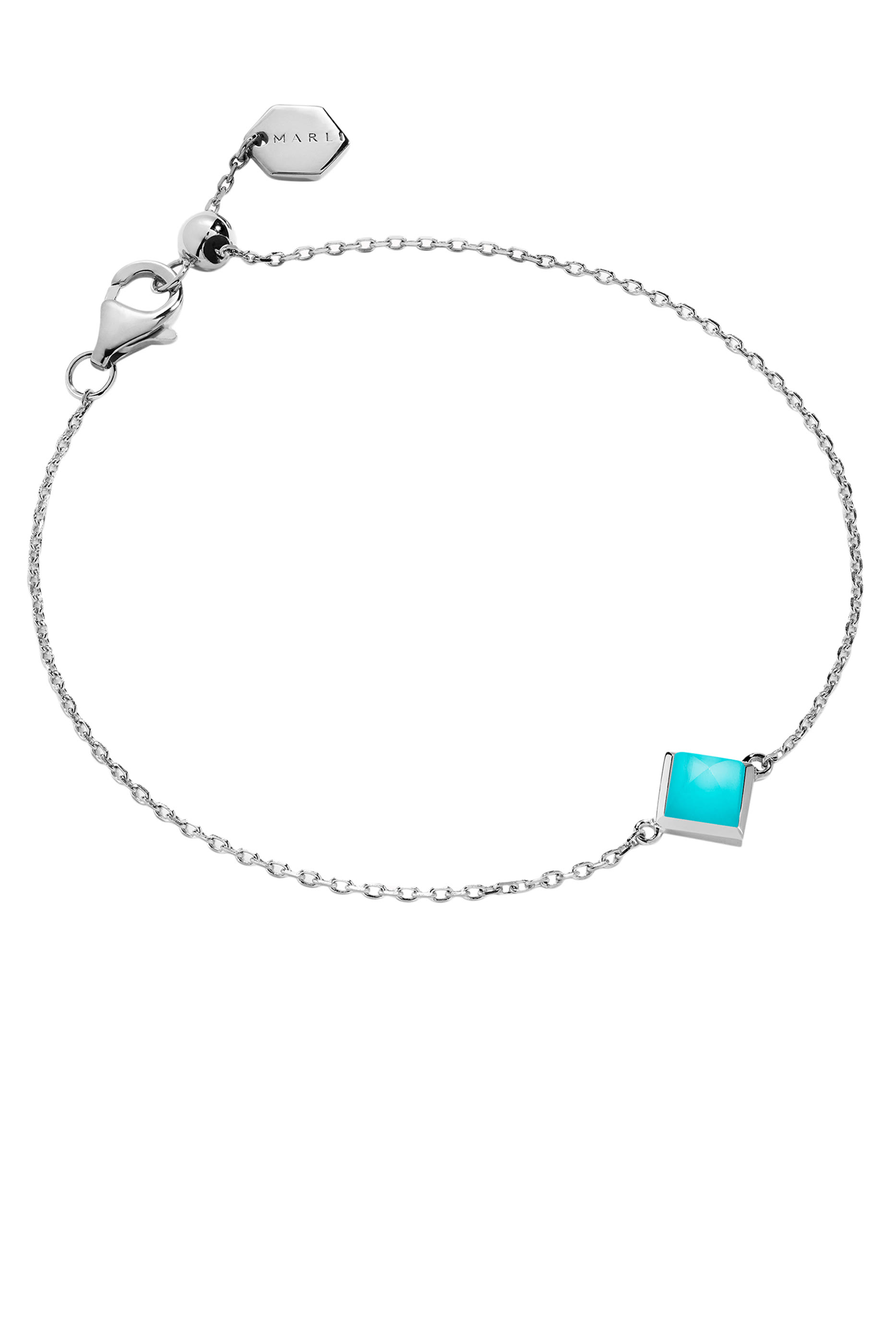 سوار كليو مرصع بفيروز هرمي ذهب أبيض عيار 18