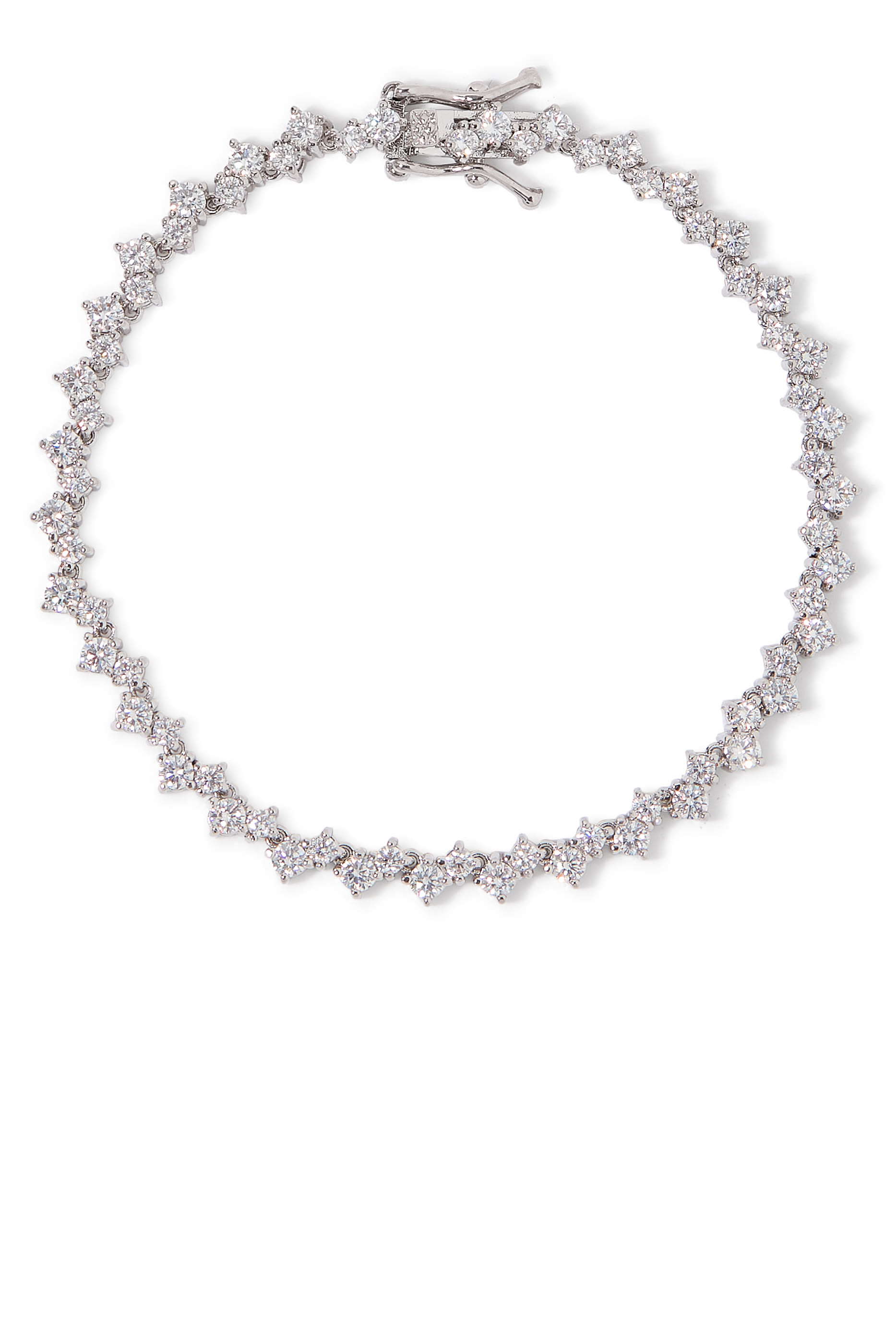 سوار بتصميم سلسلة رفيعة مستديرة نحاس مطلي بالروديوم ومرصع بأحجار زركونيا مكعبة