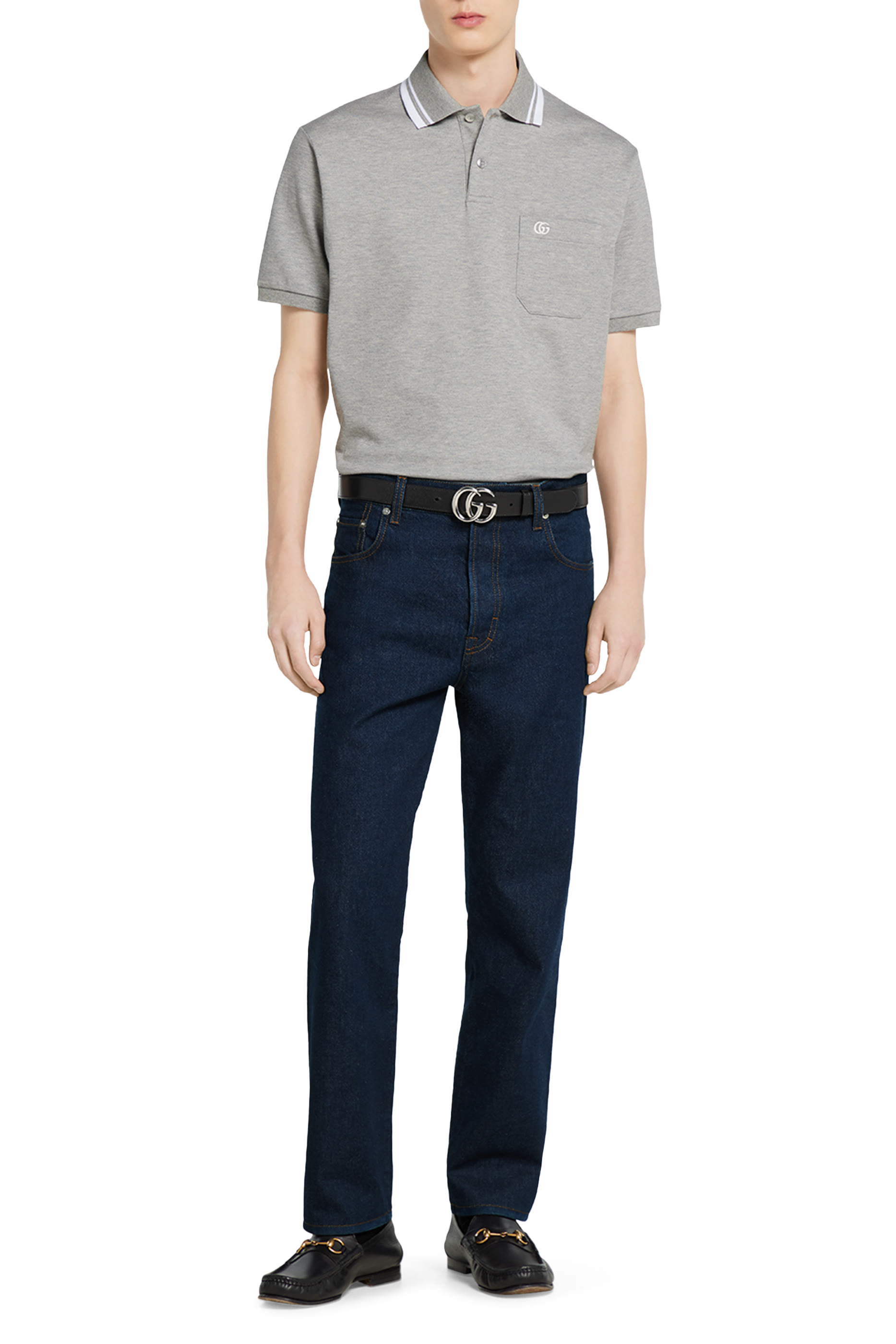 GG Embroidered Cotton Piquet Polo Shirt 