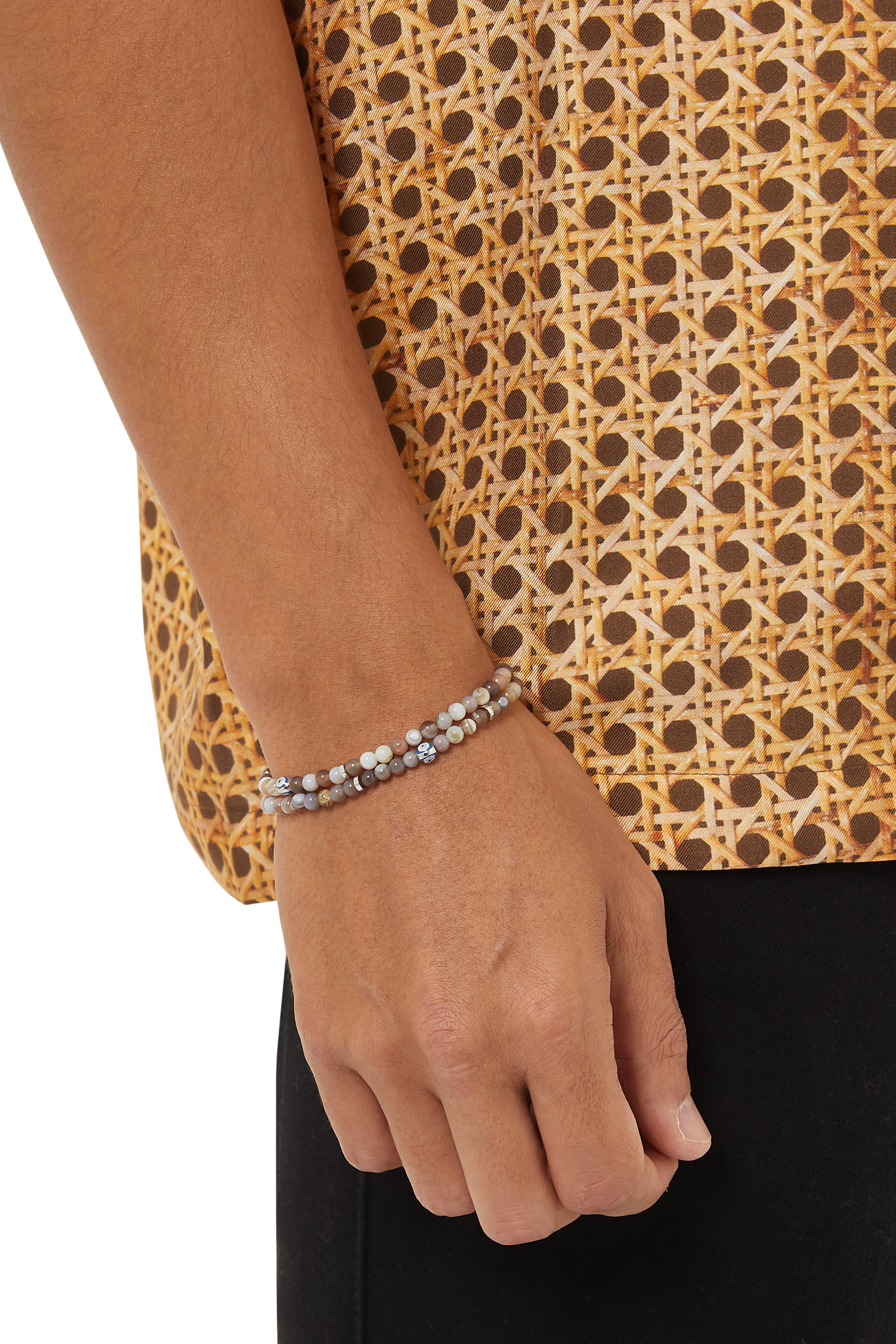 سوار بتصميم مزدوج ملفوف وأحجار عين الحسود