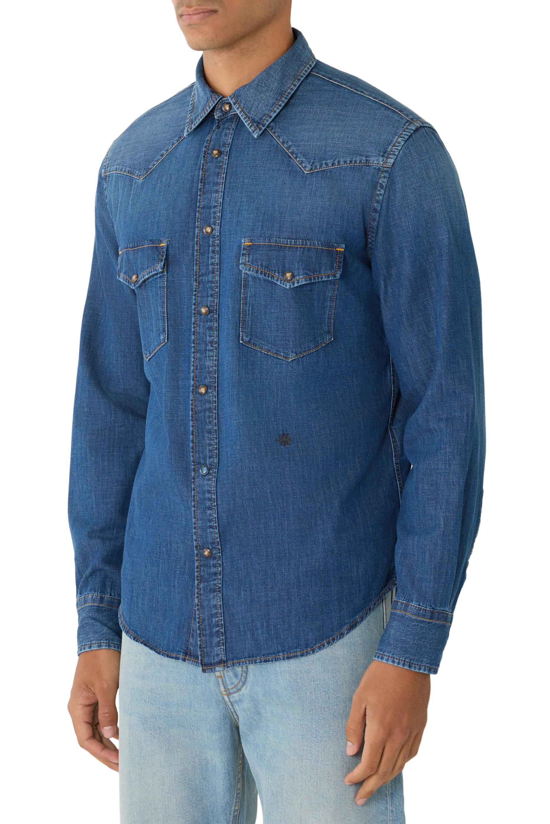 قميص بصف أزرار دنيم 