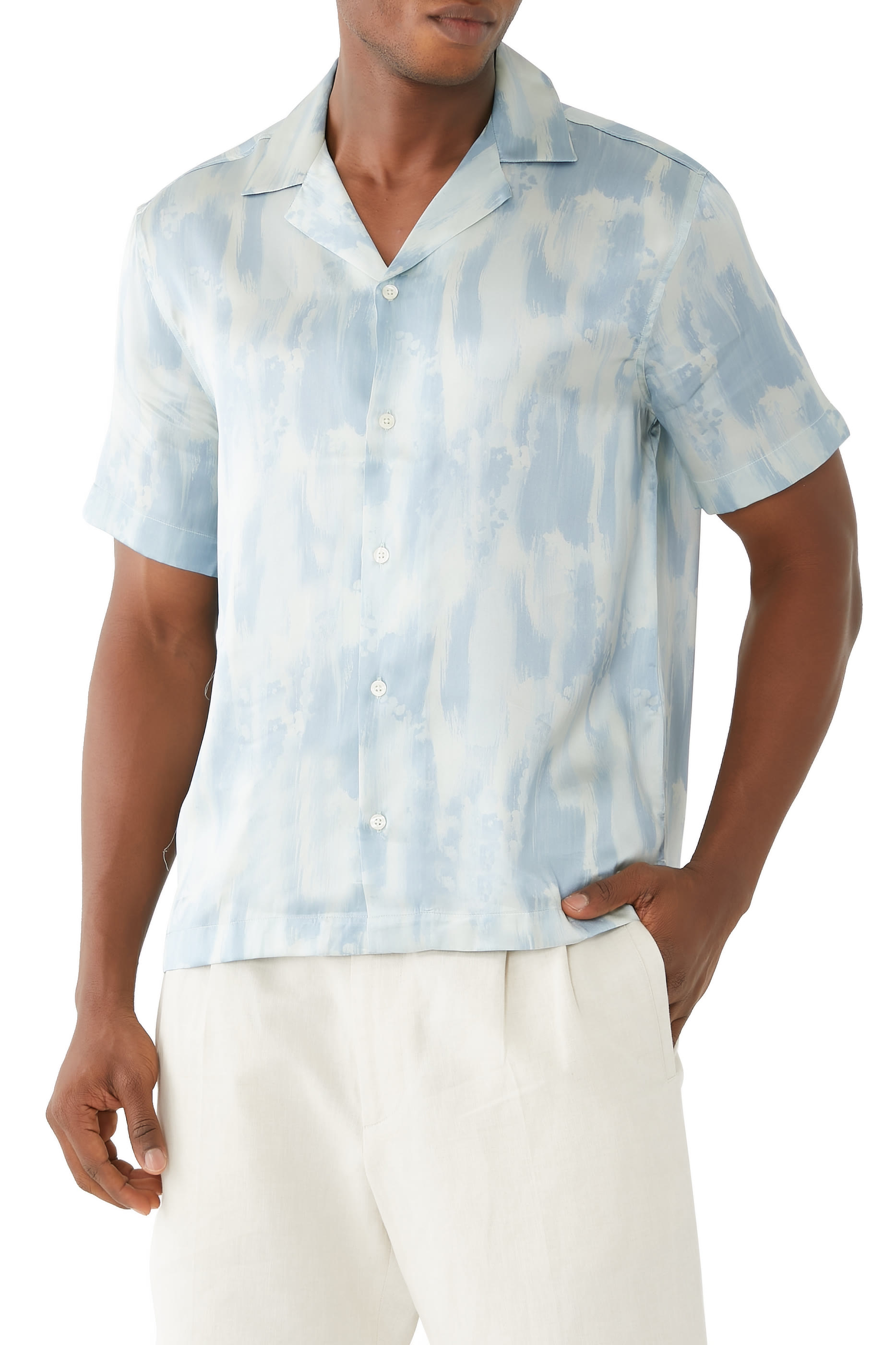 قميص روبرتو حرير بنقشة منظر بحري