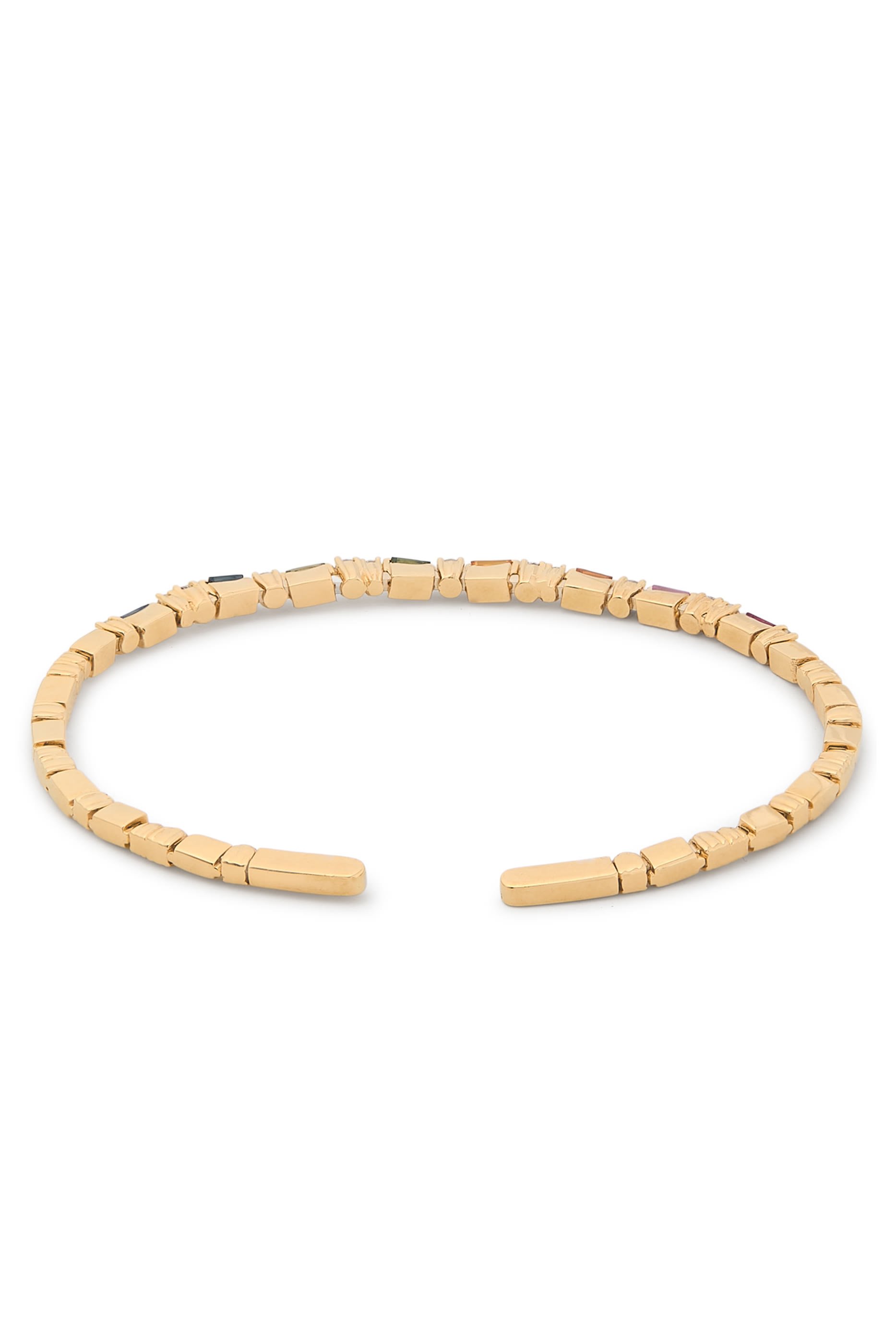 سوار رفيع مرصع بالماس وأحجار ياقوت متعددة الألوان، ذهب أصفر عيار 18